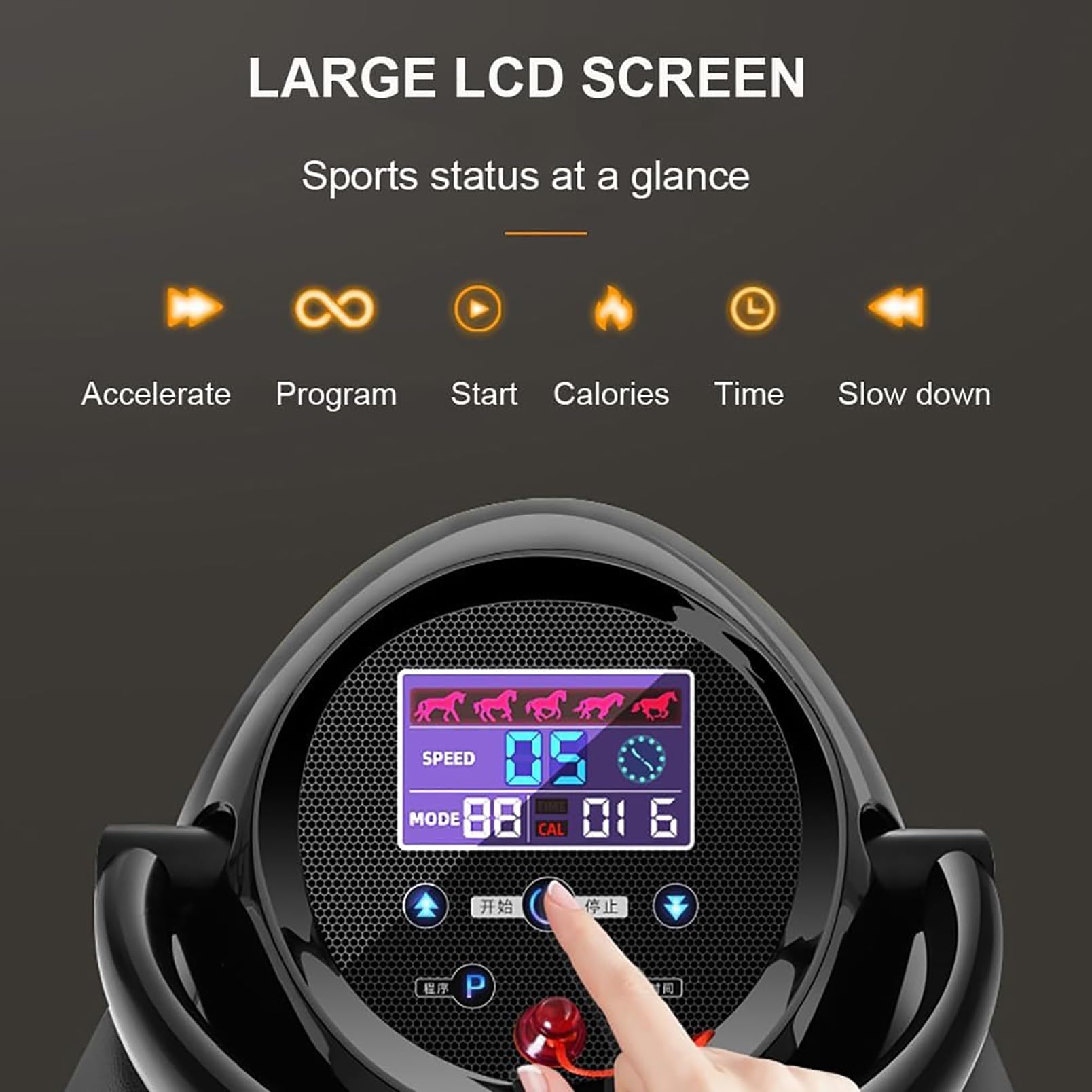 Macchina elettrica per equitazione, addominali, glutei con display LCD, attrezzatura per allenamento aerobico, dispositivo fitness, esercizi per vita, muscoli dell'addome e della coscia