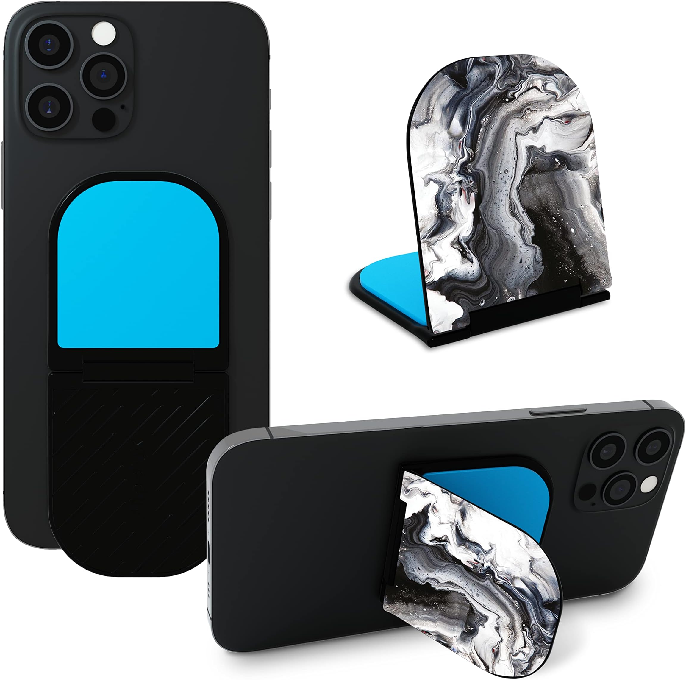 Flipstik 3.0 Foldable Adhesive Mount Sticks to Any Flat Surface Hands Free Selfies, Videos, Car Mount, Phone Stand, Travel Accessory Sticky Mount (Ink'd Marble)