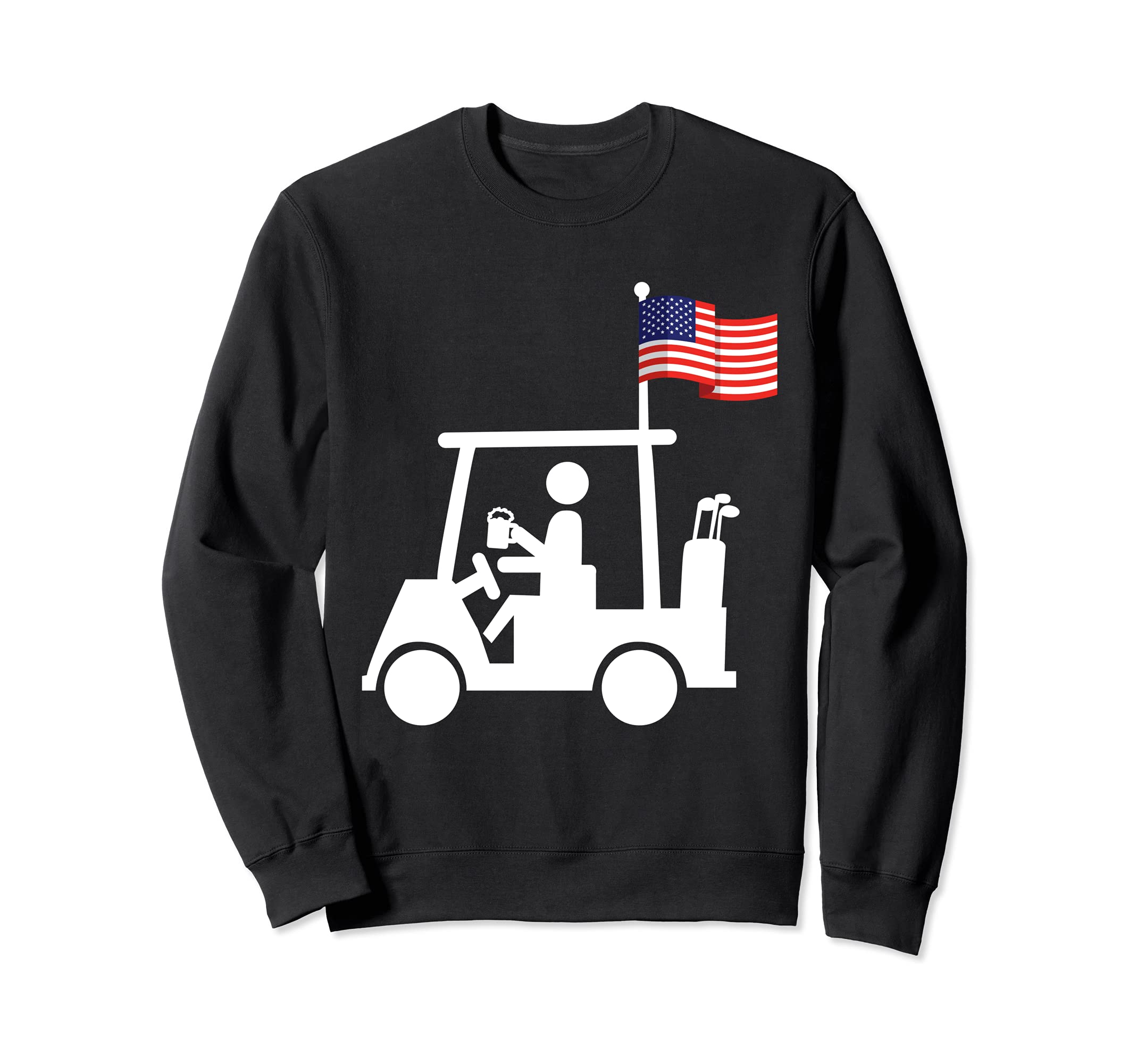 Patriotic Golf Wear USA Strong Golf Cart Drinking Sweatshirt, Black