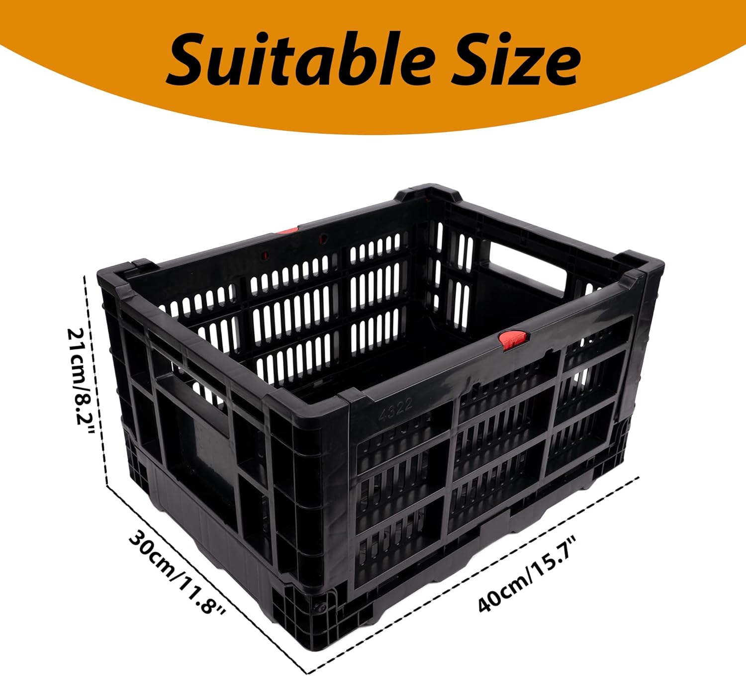 Bike Basket Rear – Folding Large Capacity Bicycle Storage Basket with Waterproof Cover, Collapsible Bike Milk Crate for Shopping, Outings, and Pet Transport, Great for E-Bikes, Black