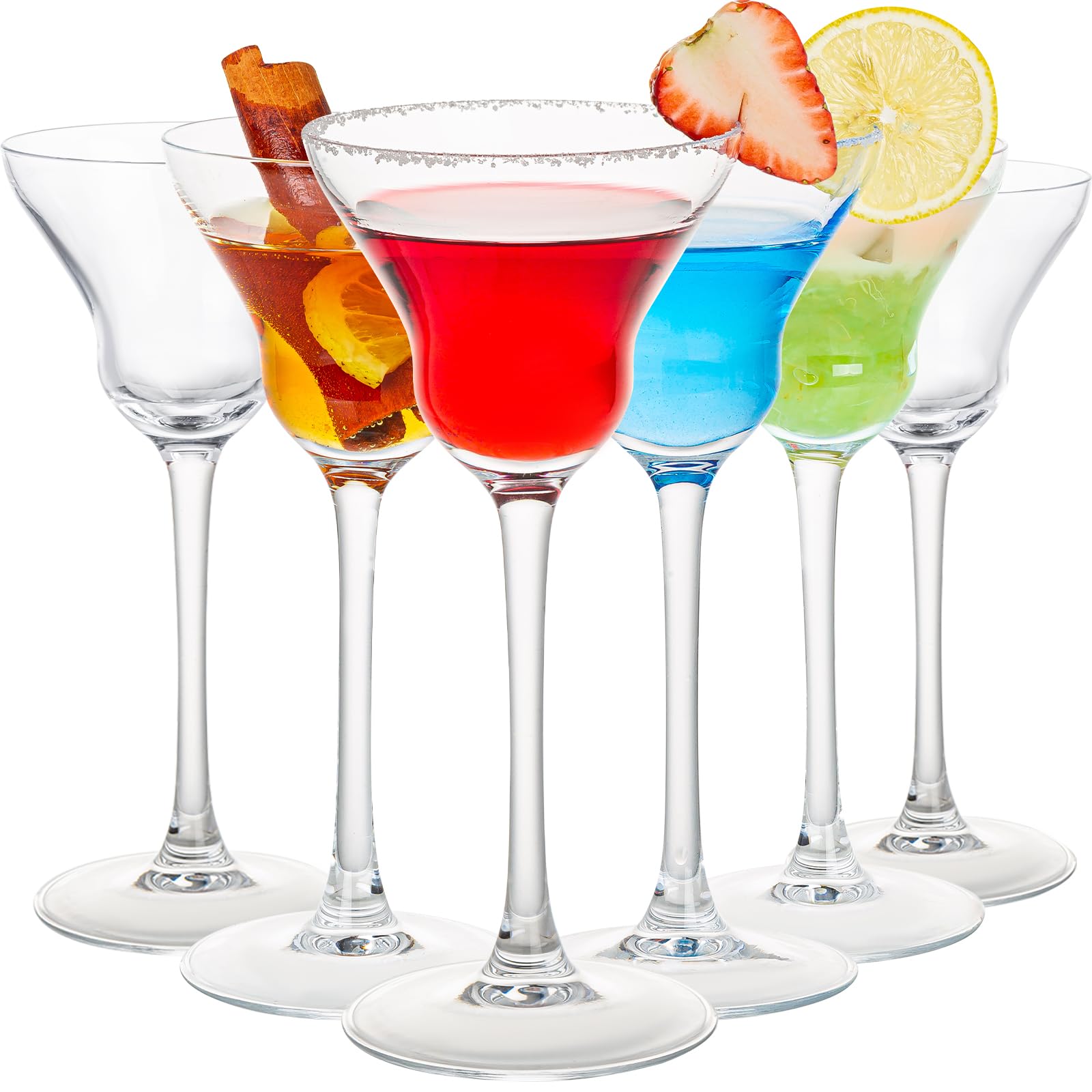 VasoArte Vintage Art Deco Coupe Glasses, Set of 6 Ribbed Coupe Cocktail Glasses, 5.5 oz Classic Martini Glasses, Elegant Hand Blown Manhattan Goblet