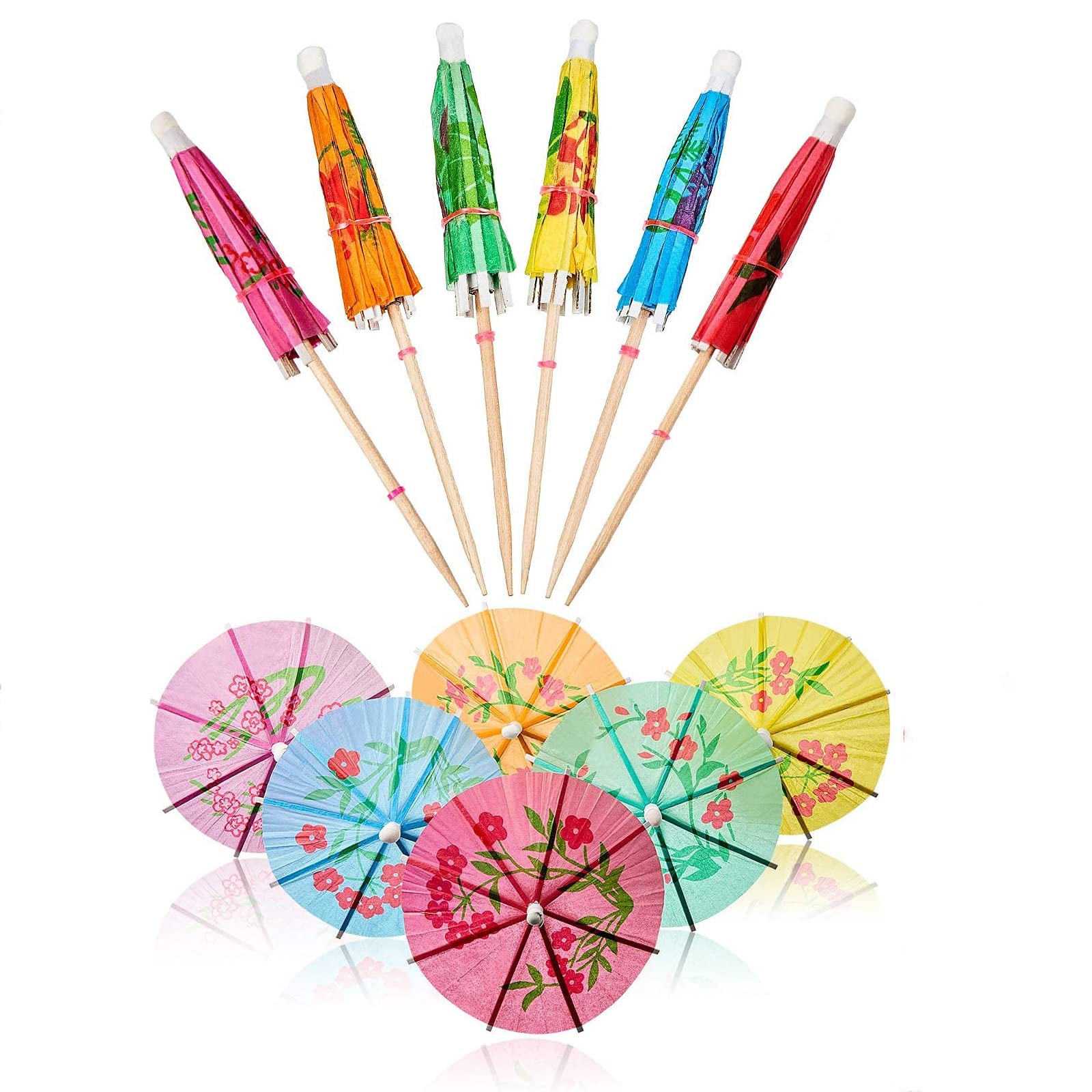 IMIKEYA 144pièces Parapluies à Cocktails Papier Parasols à Boissons pour Décoration Motifs Floraux Couleurs Vives