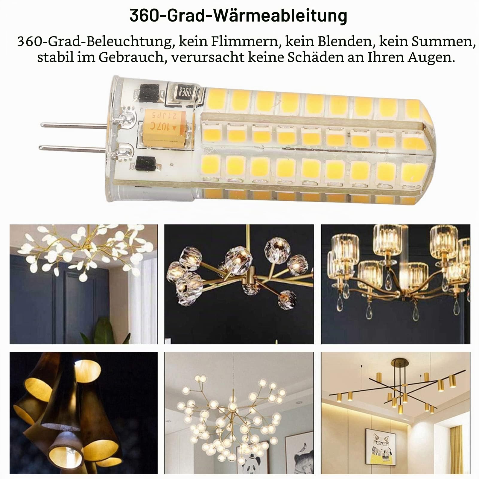 Haofy 6pcs G4 LED Birne 700LM 7W 72LED 360 Grad Beleuchtung Silikon G4 Birne für Deckenleuchte Wandleuchte AC DC12V G4 LED Glühbirne G4 Glühbirne Glühbirne(#2)