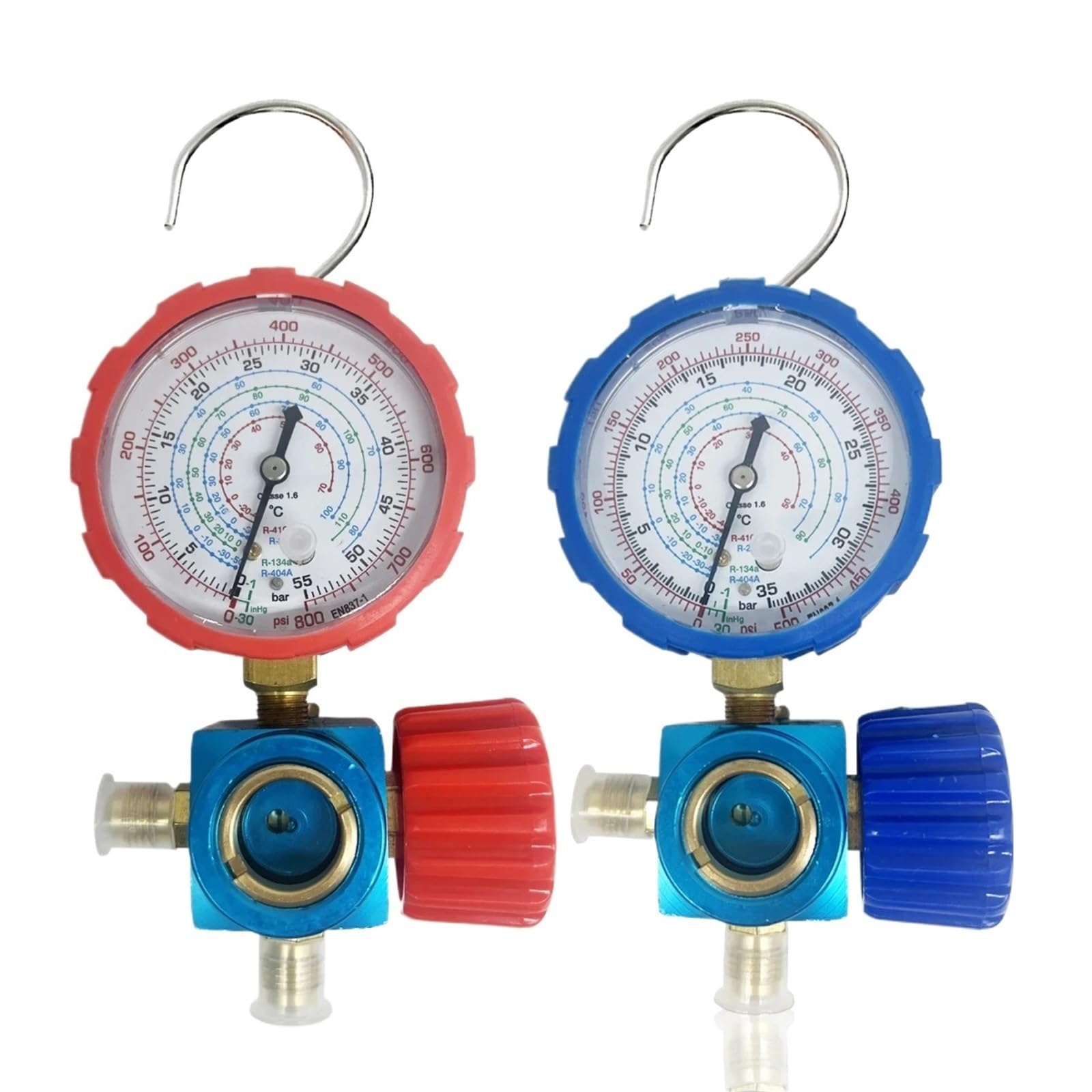 1 Stück Kühlmittel-Manometer 500psi/800psi A/C Diagnosegerät zum Nachfüllen des Kühlmittels für R22/R410A/R134A/R404A mit visuellem Spiegel (HIGH Kunststoff Knob)