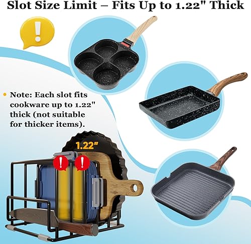 Miniatura 4 de Organizador de armario de cocina, soporte dividido con 5 ranuras para sartenes finas, bandejas para hornear y tablas de cortar, almacenamiento que
