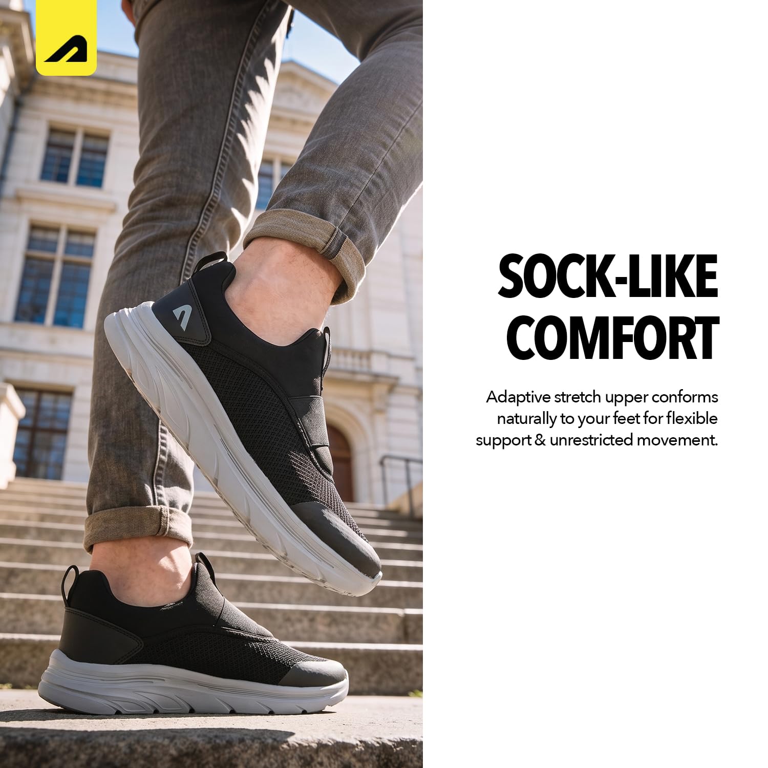 Boldfit Męskie buty do chodzenia, męskie buty na co dzień z oddychającą dzianiną z wkładką z pianki memory, grubą podeszwą EVA i wyściełanym podparciem pięty, lekkie