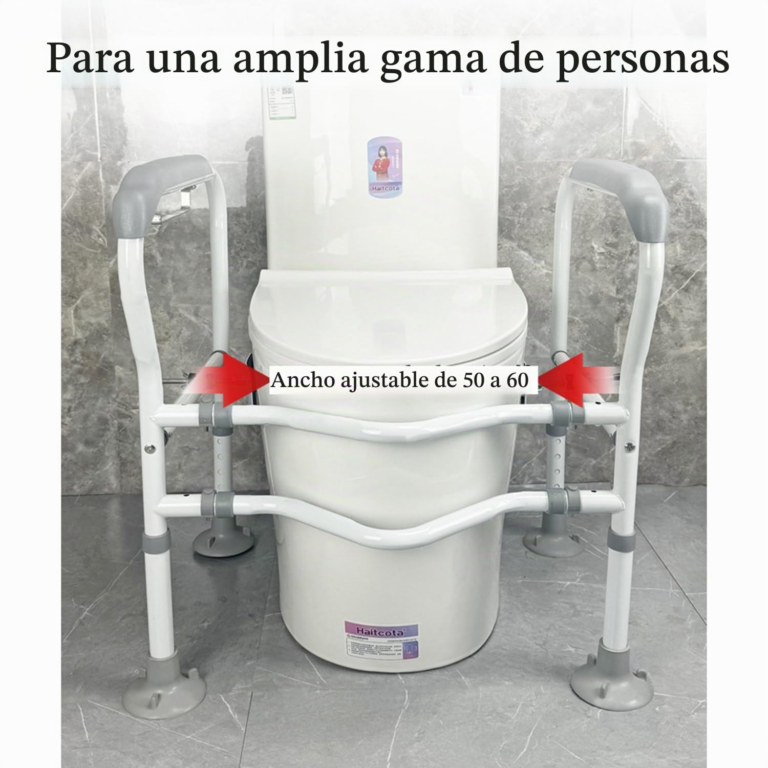 Apoyabrazos Wc Estructura De Apoyo Para Personas Mayores,Asidero Inodoro,Alzador Wc Adulto,Dispositivo De Asistencia Para Ir Al Baño,Altura Ajustable,Apto Para La Mayoría De Baños,Carga 150 Kg