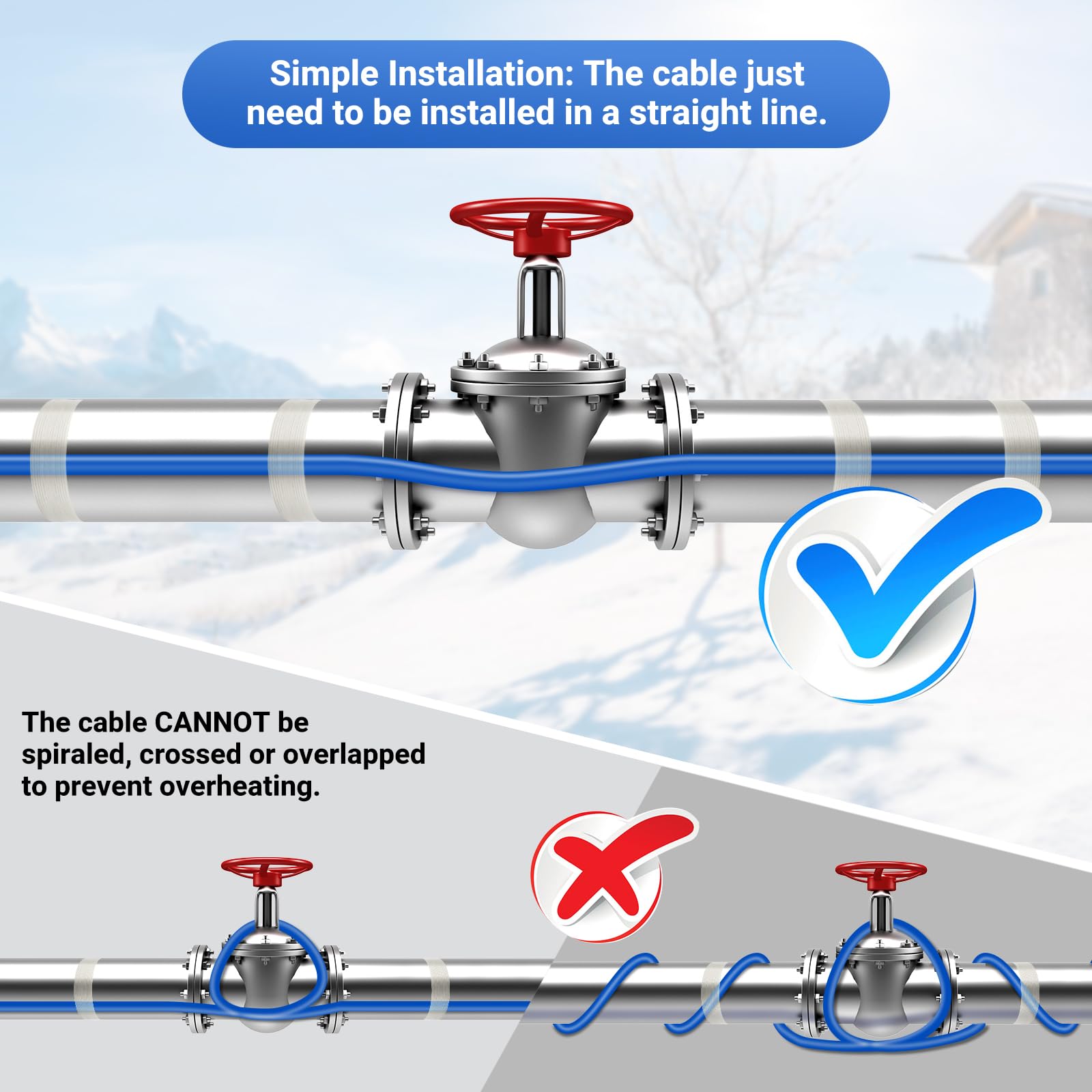 Cavo Riscaldante Antigelo per Tubi,Ci-Fotto Cavo Scaldante Autoregolante 6M Termostato Integrato per Proteggere Tubature dell'acqua,Tubature Domestiche in Metallo/Plastica,Scarichi e Lavandini (15W/M)