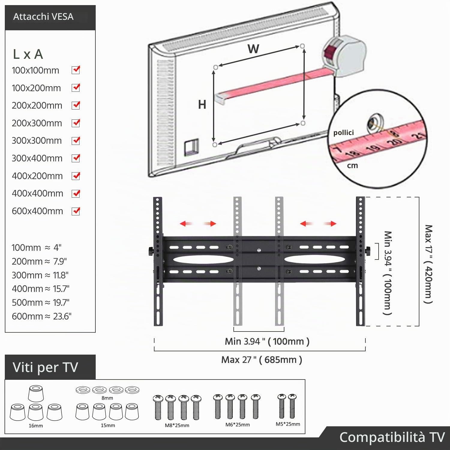 Yaheetech Supporto TV Porta Schermi da 30 a 60 Pollici | Carrello Mobile Portata 50 Kg Pavimento Altezza Regolabile Ultra Stabile Inclinabile 3 Ripiani Max Vesa 400 x 600 mm