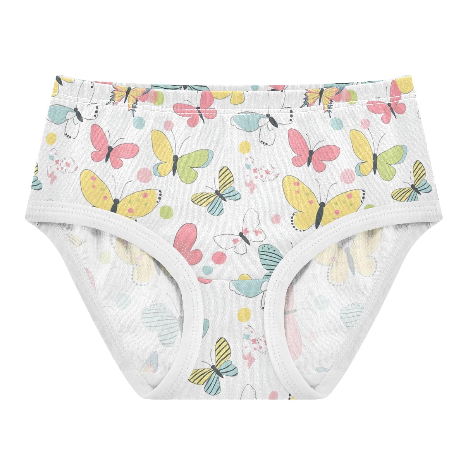 ALAZA Toddler Girls Cotton Hipster Underwear Soft Butterflies Pattern White 2 Pack 2T