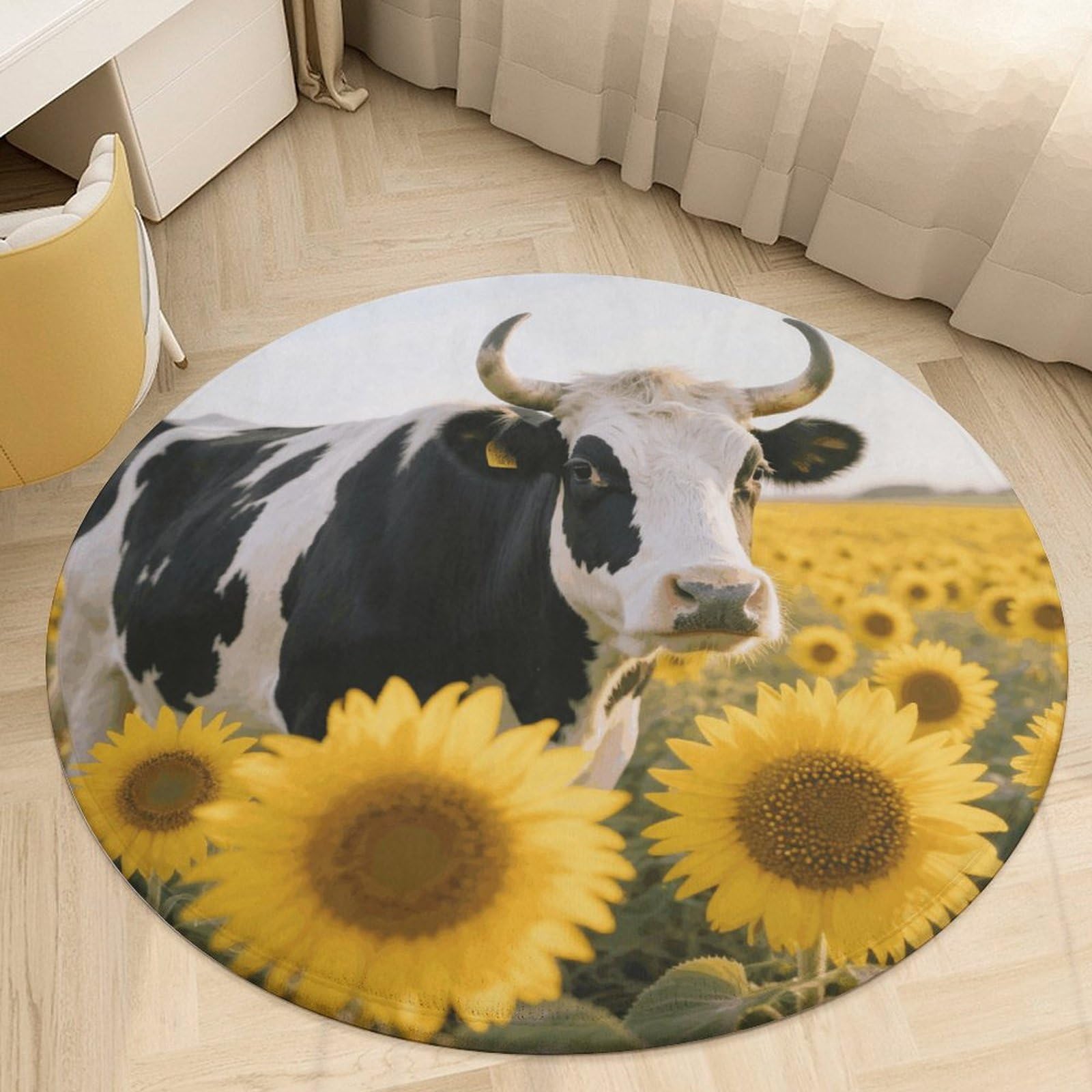 Tapis rond en velours de corail de 7,5m lavable pour salon et cuisine