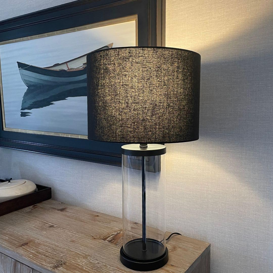 Pagazzi Lighting    Black Adelia & Glass Table Lamp , BrandAlley