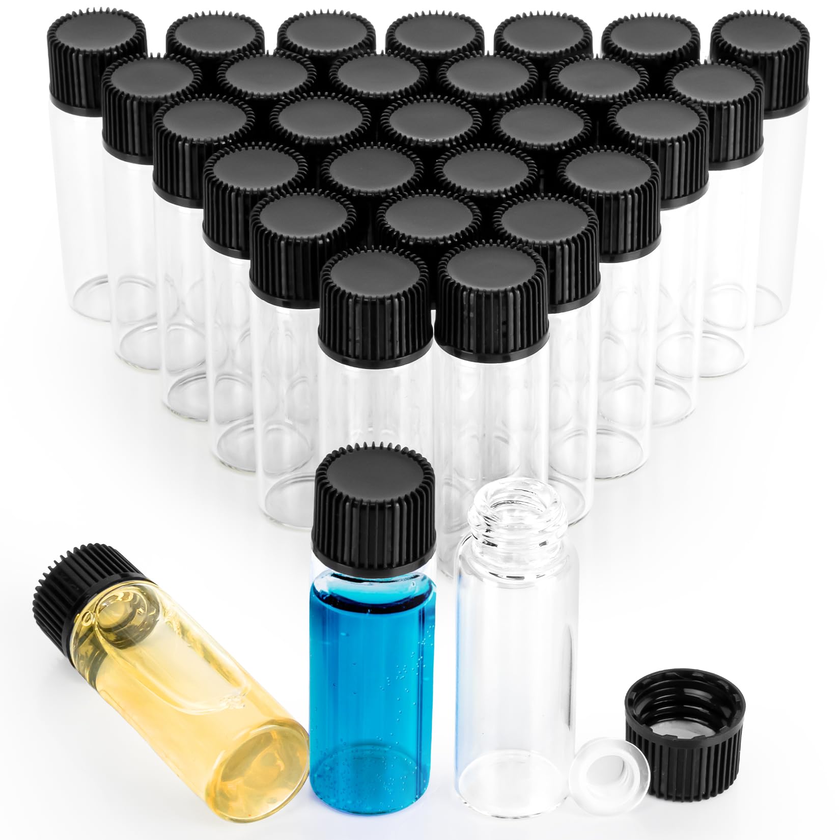 Snapklik.com : RAINFLOW 30PCS 4ml Small Glass Vials 1 Dram Clear Small ...