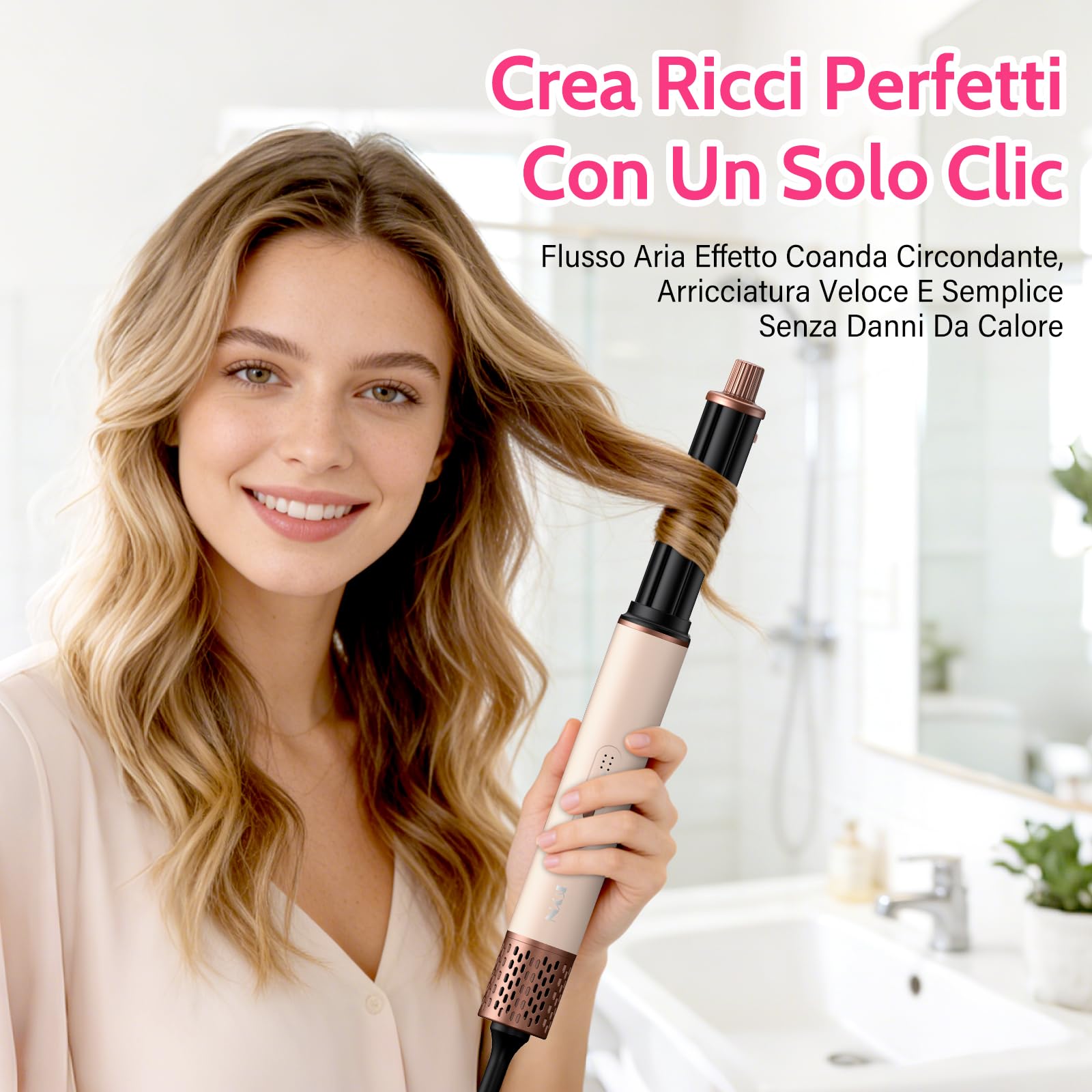 Air Styler 6 in 1, Styler per Capelli ad Alta Velocità da 1400W con Spazzola ad Aria Calda, Spazzola Asciugacapelli, Arricciacapelli e Spazzola Lisciante per Asciugare, Arricciare e Volumizzare | Set di spazzole per acconciatura