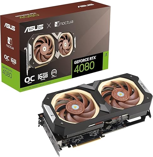 ASUS GeForce RTX 4080 16GB GDDR6X Noctua OC Edition (PCIe 4.0, 16GB GDDR6X, DLSS 3, HDMI 2.1a, DisplayPort 1.4a, Noctua NF-A12x25 PWM, cámara de