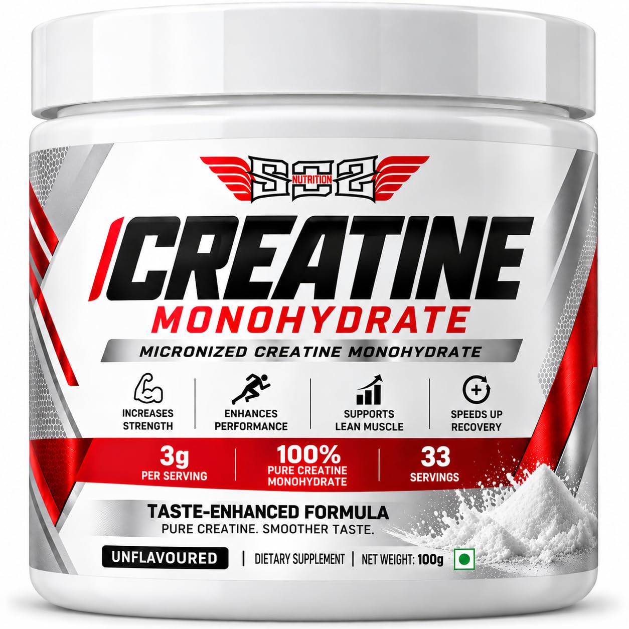SOS Nutrition Creatine Monohydrate Powder 100g | 3g per Serving | Micronized Creatine | Unflavoured | Increases Strength, Muscle Growth & Performance | Pre/Post Workout Supplement | Vegan, Non-GMO-picture-26