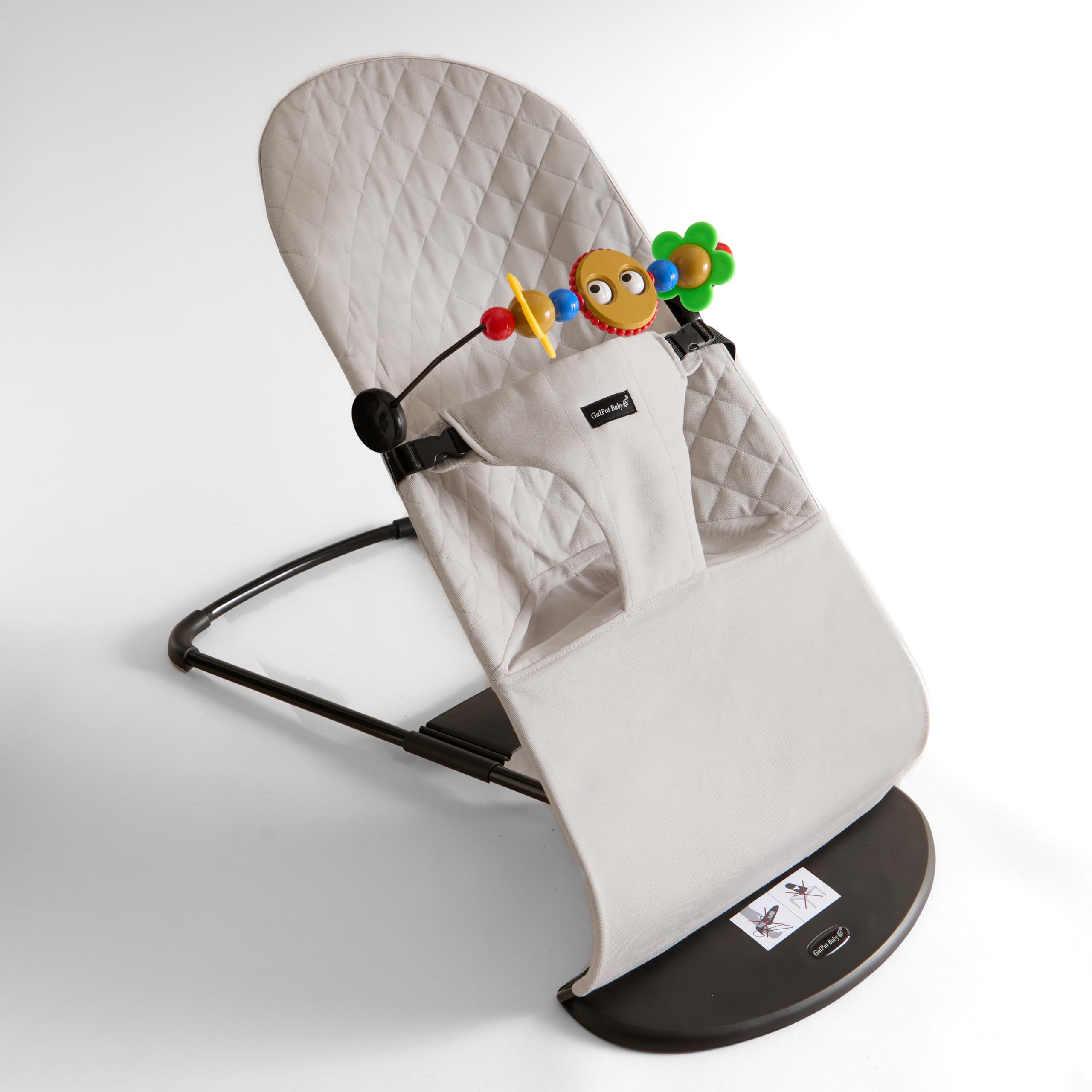 GalPat Baby Hamaca Bebé Plegable + Arco de Juegos - Balanceo Natural - Ergonómica - Tejido Algodón color gris Suave y Antialérgico - 3 Posiciones