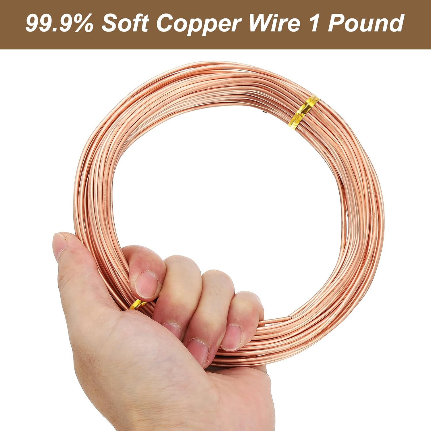 PATIKIL 99.9% Soft Copper Wire for Gardening, 11 Gauge/2.2 mm Diameter 44 Feet/13.5 m 1 Pound Spool Pure Bare Copper Wire for Jewelry Making Beading Electroculture Plants