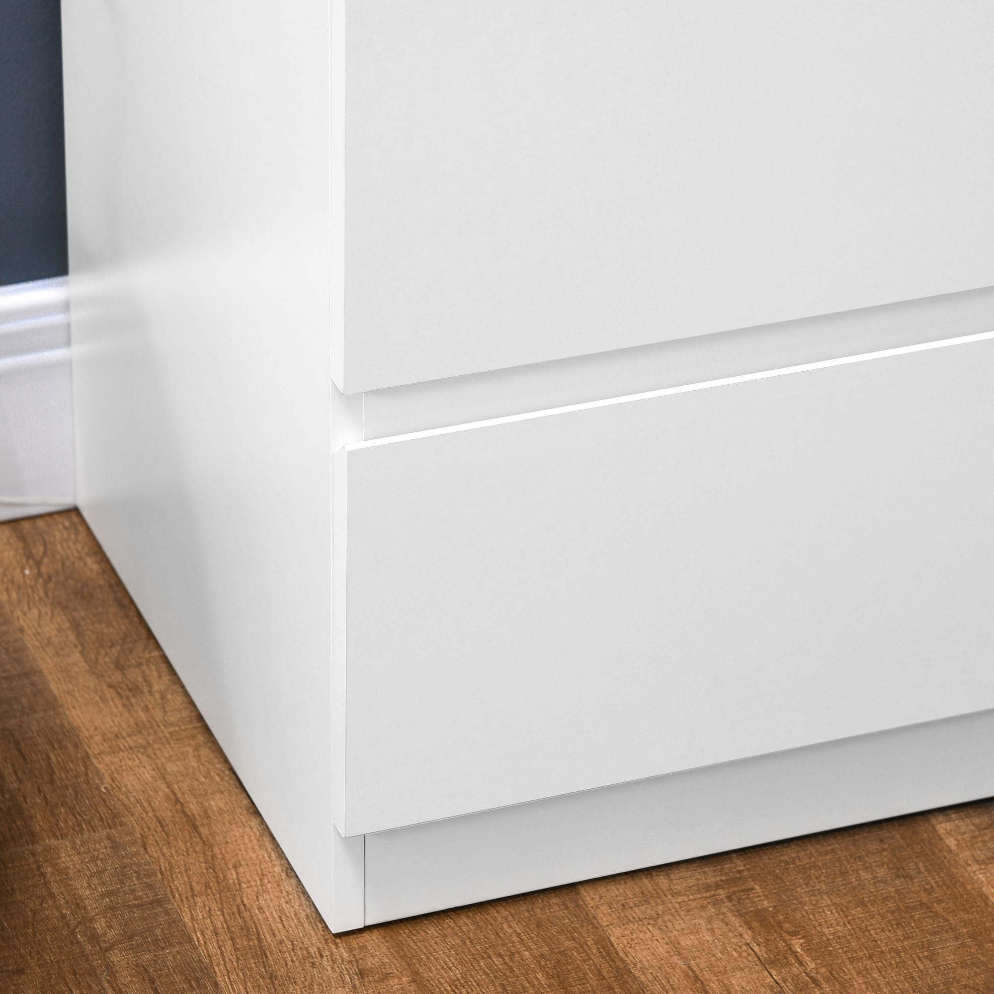 HOMCOM Commode 6 tiroirs, Meuble de Rangement étroit sans poignées, Style Moderne, Commode pour Chambre à Coucher, Salon, Couloir, 80 x 39 x 115 cm, Blanc