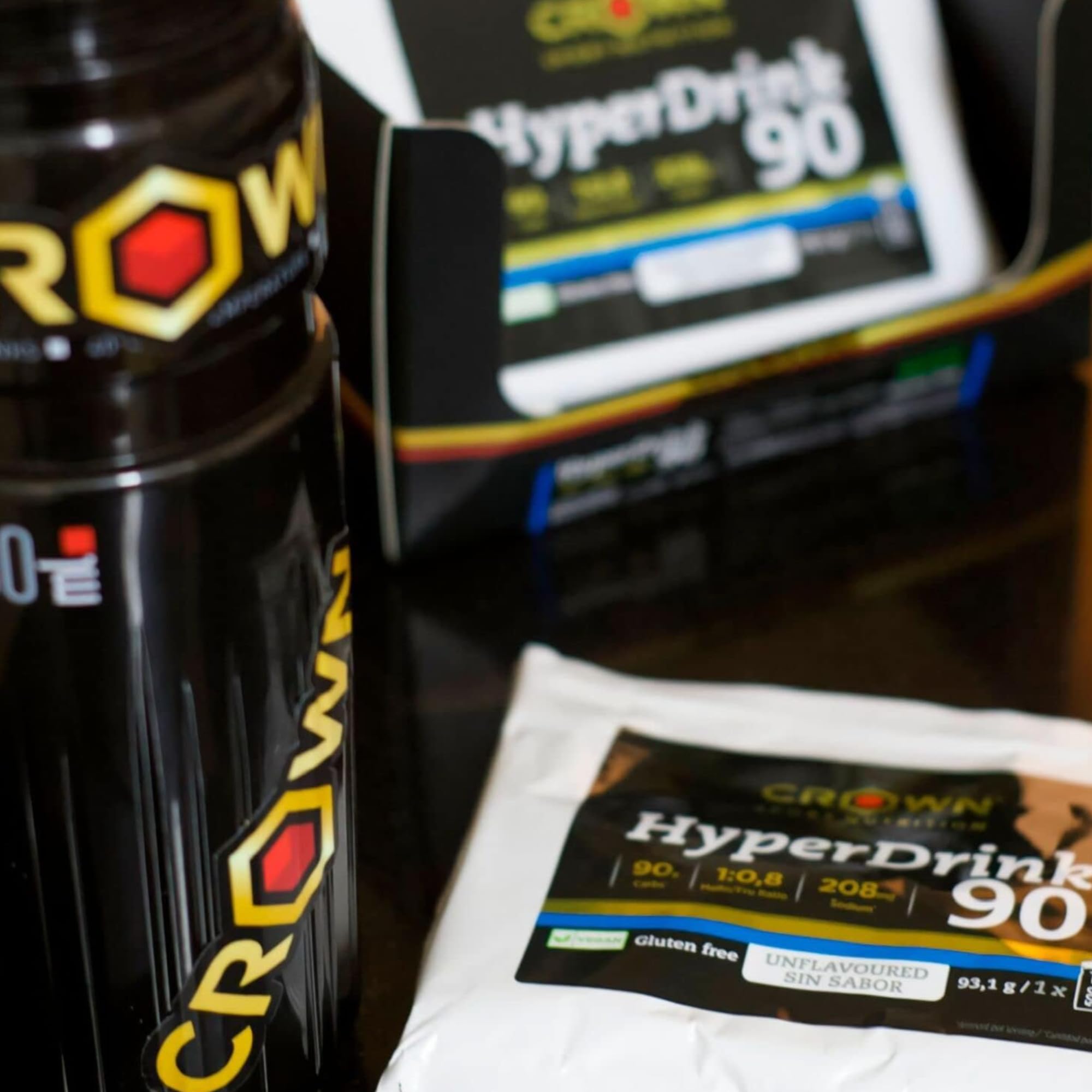 Crown Sport Nutrition HyperDrink 90 | Bebida Alta Carbohidratos 90 g en 500 ml y Sodio | Polvo Bote 1490 g 16 Tomas | Maltodextrina Fructosa Ratio 1:0,8 y Sal Marina | Sin Aditivos Sin Sabor