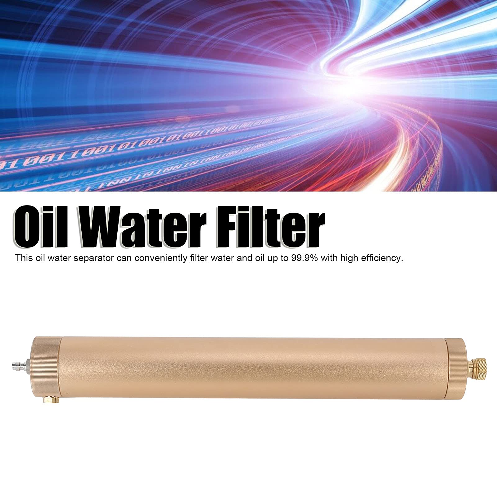 Séparateur d'eau d'huile Filtre de compresseur d'air à haute pression 30MPA PCP 4500PSI pour plongée en aluminium ALLIAGE 8 mm Connecteur rapide avec soupape de sécurité (Or)