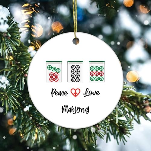 Miniatura 2 de Cheyan Funny Chinese Peace Love Mahjong Christmas Porcelain Ornament Home Decorations Christmas Pendants Mahjong Lovers Christmas Tree Hanging
