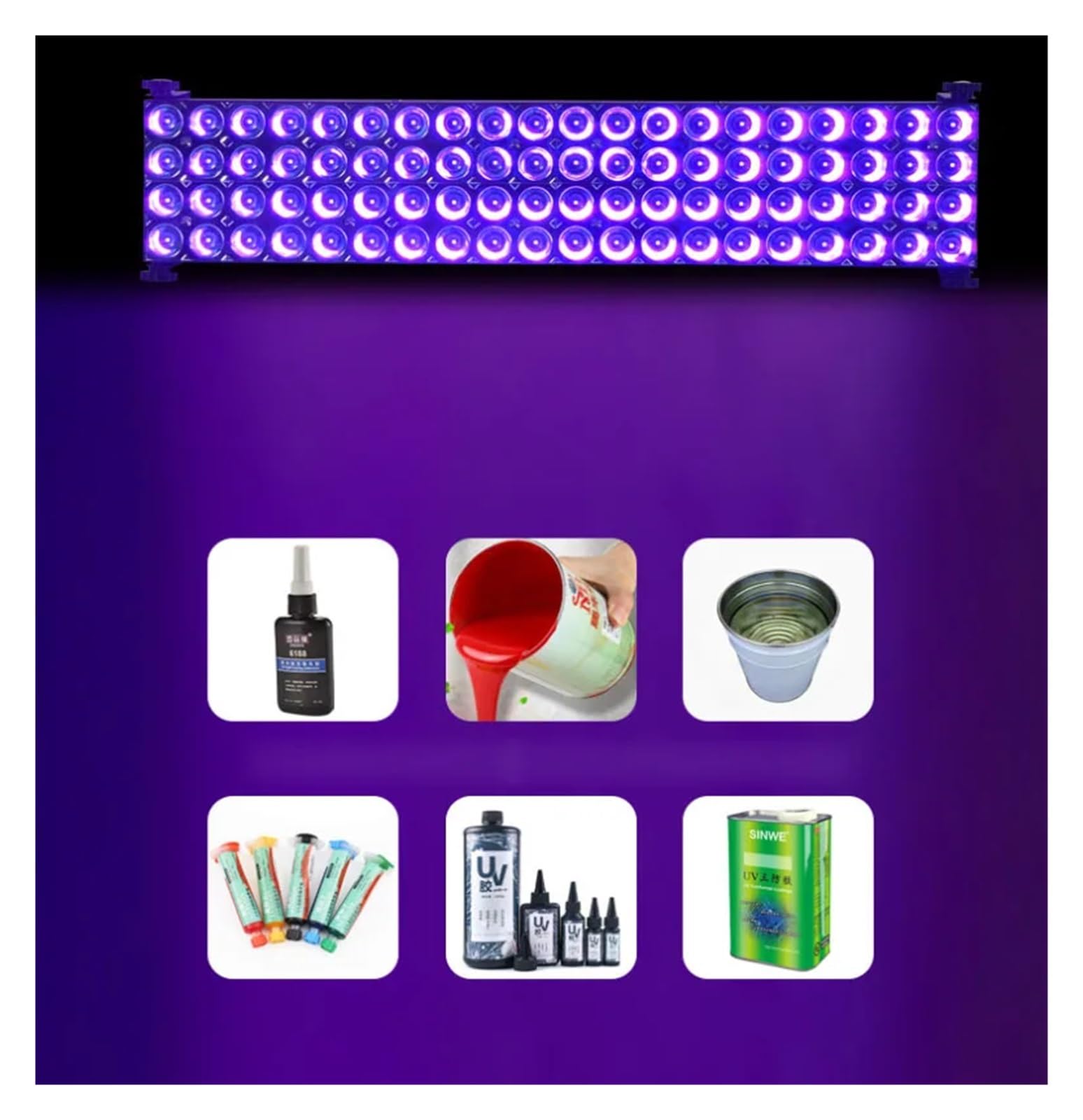Lampe de polymérisation de résine UV 1000W 2000W Lampe de polymérisation LED 405nm 365nm 395nm Colle sans ombre Résine adhésive Soudure Huile verte Impression 3D PCB Board OCA Haute énergie, largement