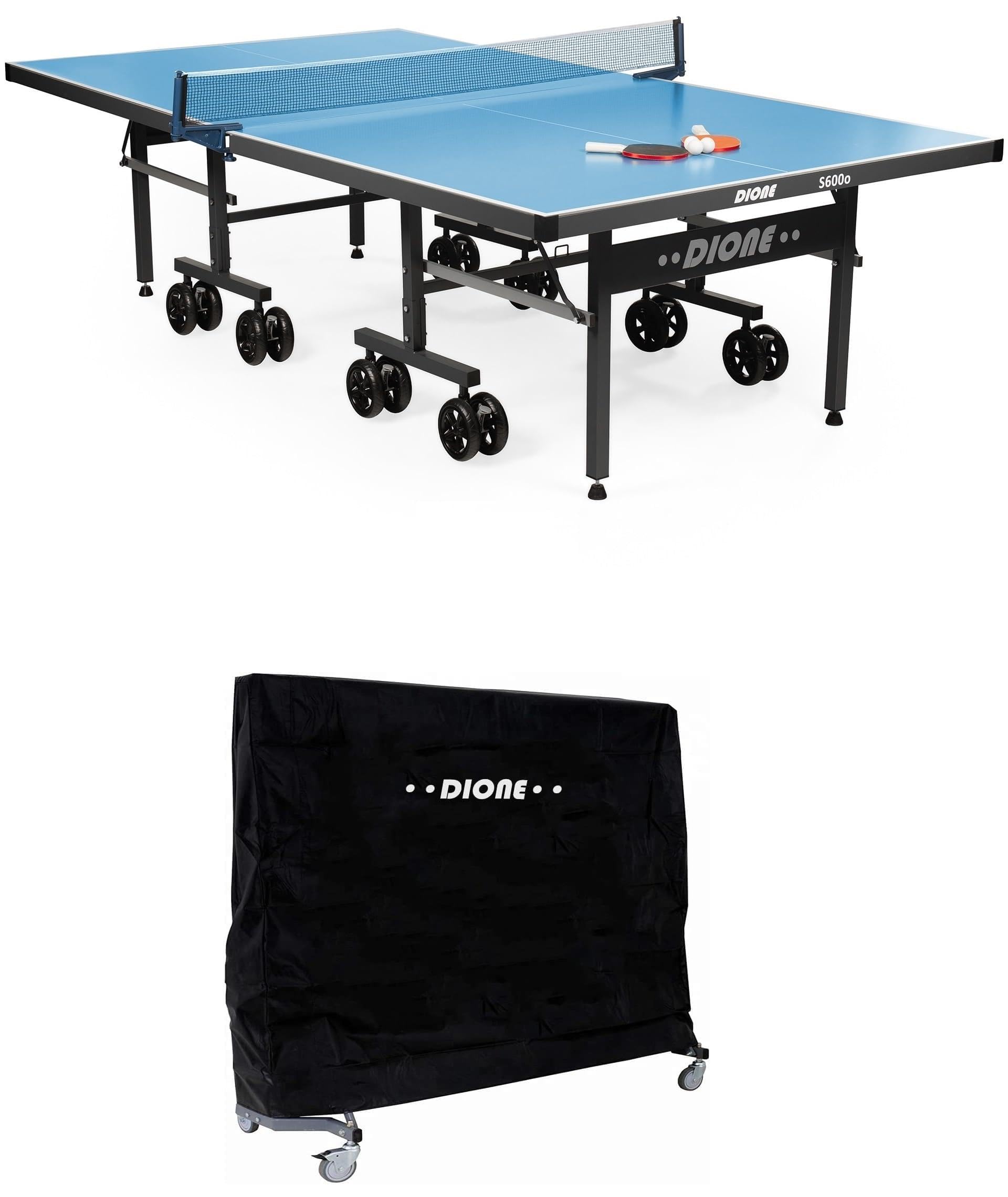 Dione Tennis de Table S600o + Housse Cover - 6mm Top - Outdoor - Table de Ping Pong 274x152cm - Portable- 10 Minuten Assemblée