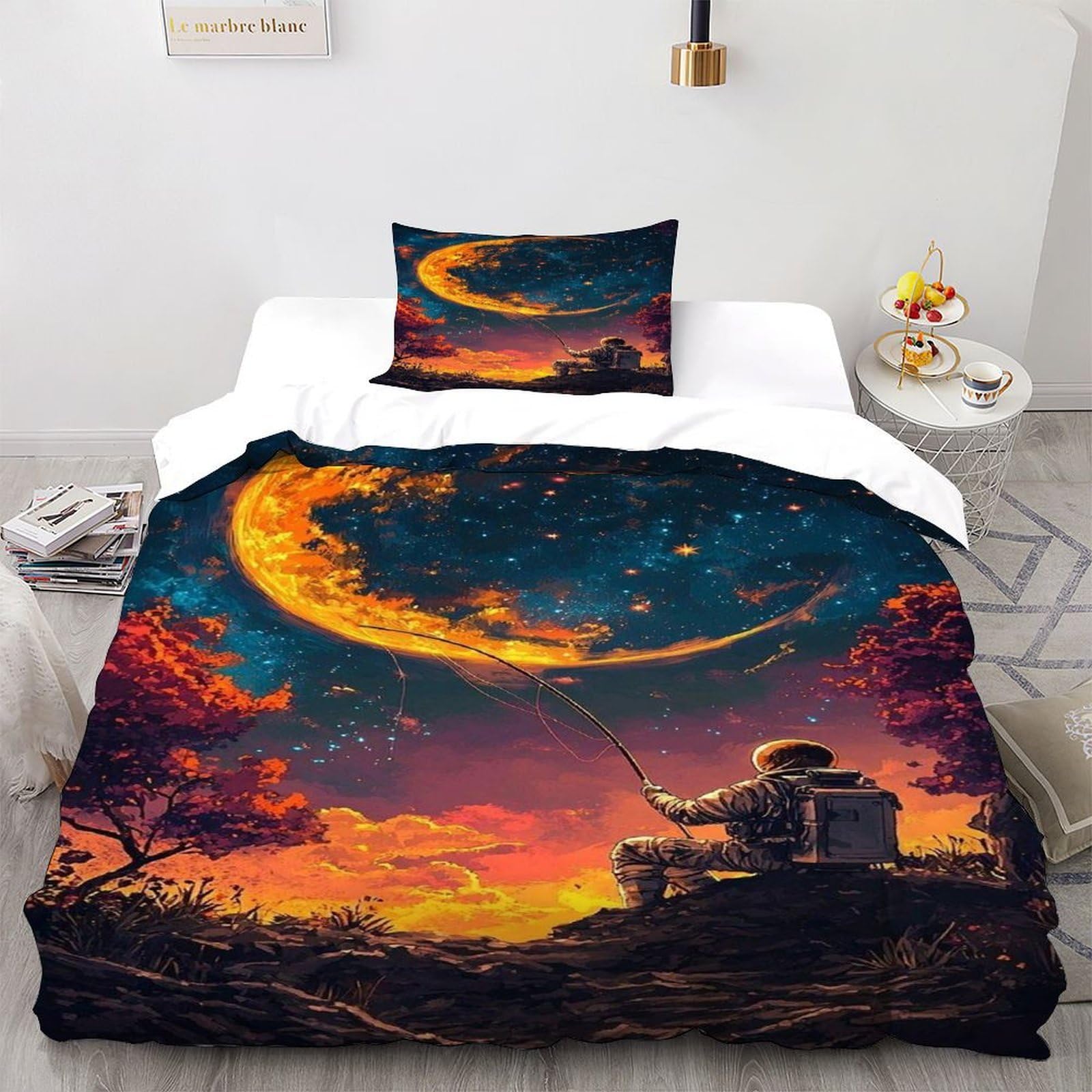 Housse de couette thèmes du ciel étoilé pour chambre d'enfant féerique