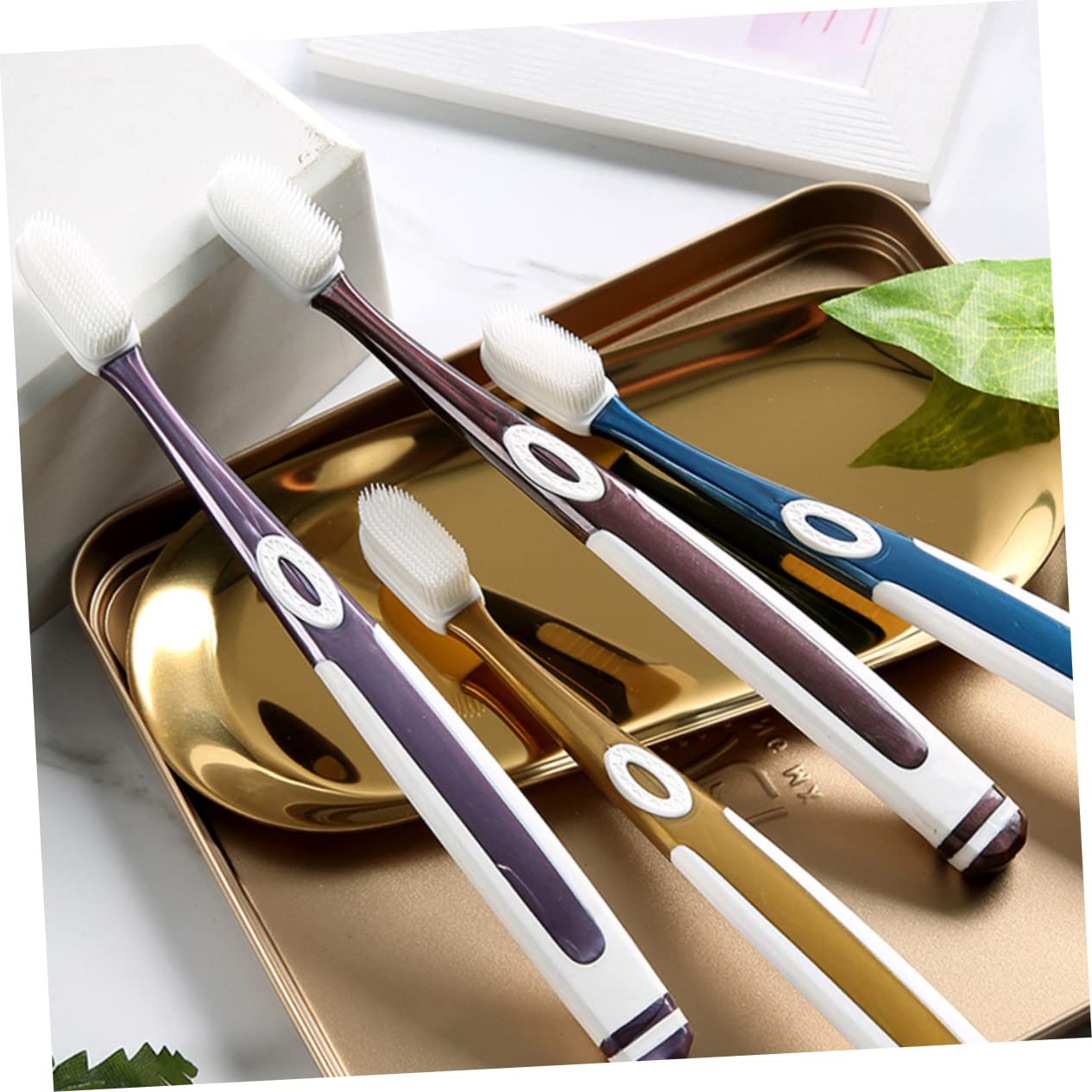 COLLBATH 3sets Spazzolini Per Adulti Testine Morbide Per e Antiscivolo Per Gengive Sensibili