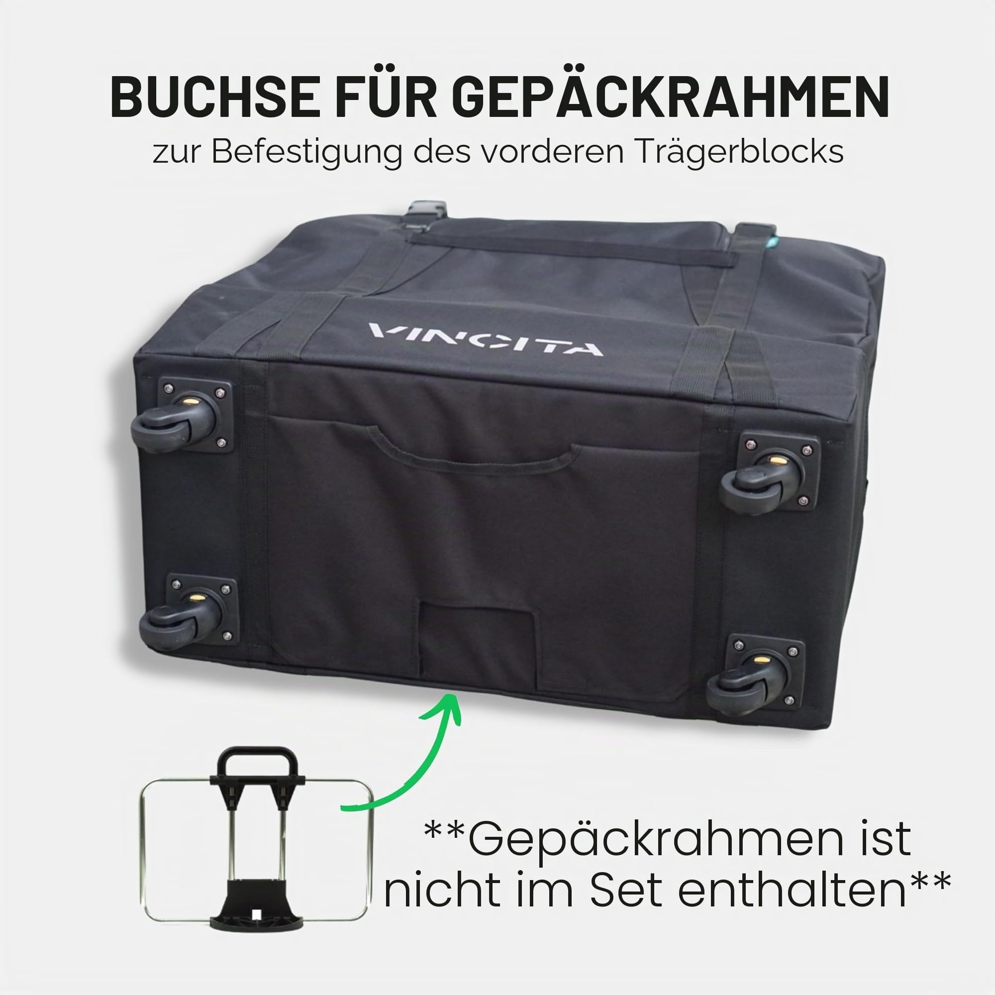 Vincita Sightseer 4.0 Weiche Transporttasche für Brompton Klappfahrrad - mit Kleidertasche, vier abnehmbaren Rädern und Schultergurt, Brompton Fahrradtasche, leichte Lösung für Flugreisen