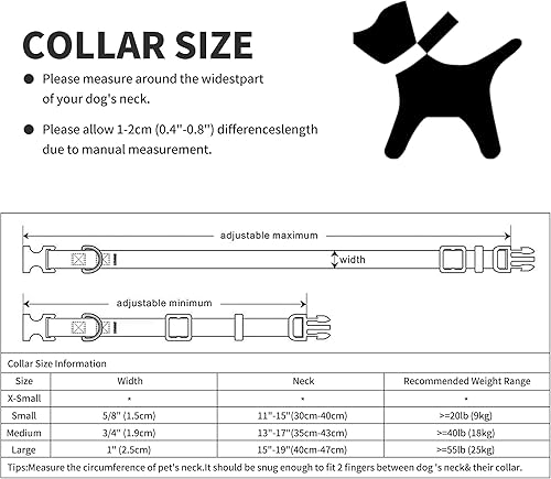 Miniatura 6 de Mile High Life Collares para perros, collares de algodón suave con hebilla de metal pesado, collar clásico para cachorros con puntas de cuero