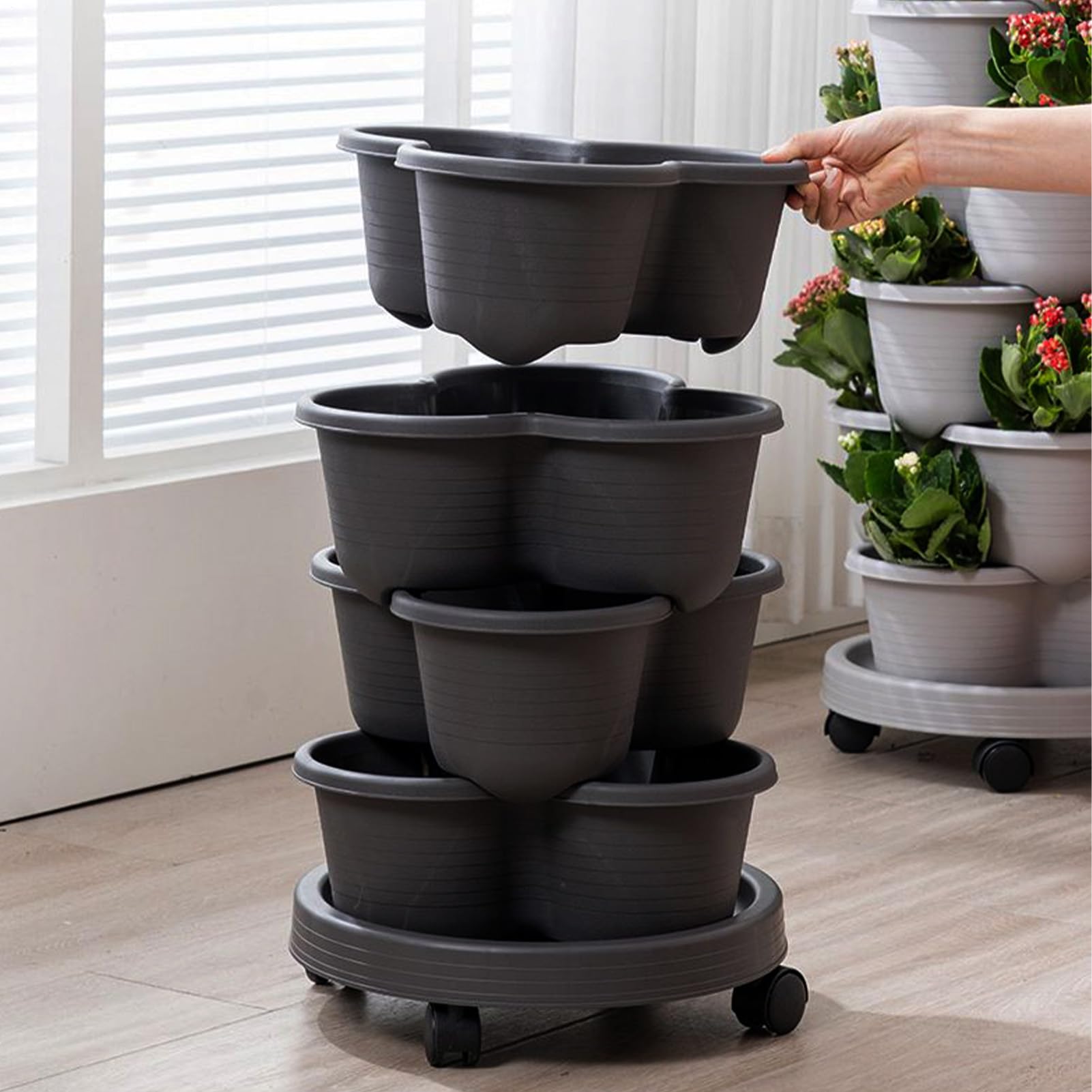 Greenstalk Potager Vertical Pot Empilable 3 Niveaux Gain de Place