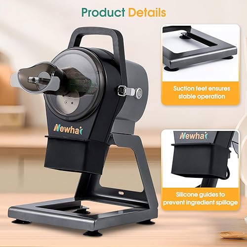 Miniatura 4 de Newhai Cortador comercial de cebolla de primavera, cortador de cebolleta trituradora eléctrica de verduras para ajo, jengibre, chile, papa, con 3