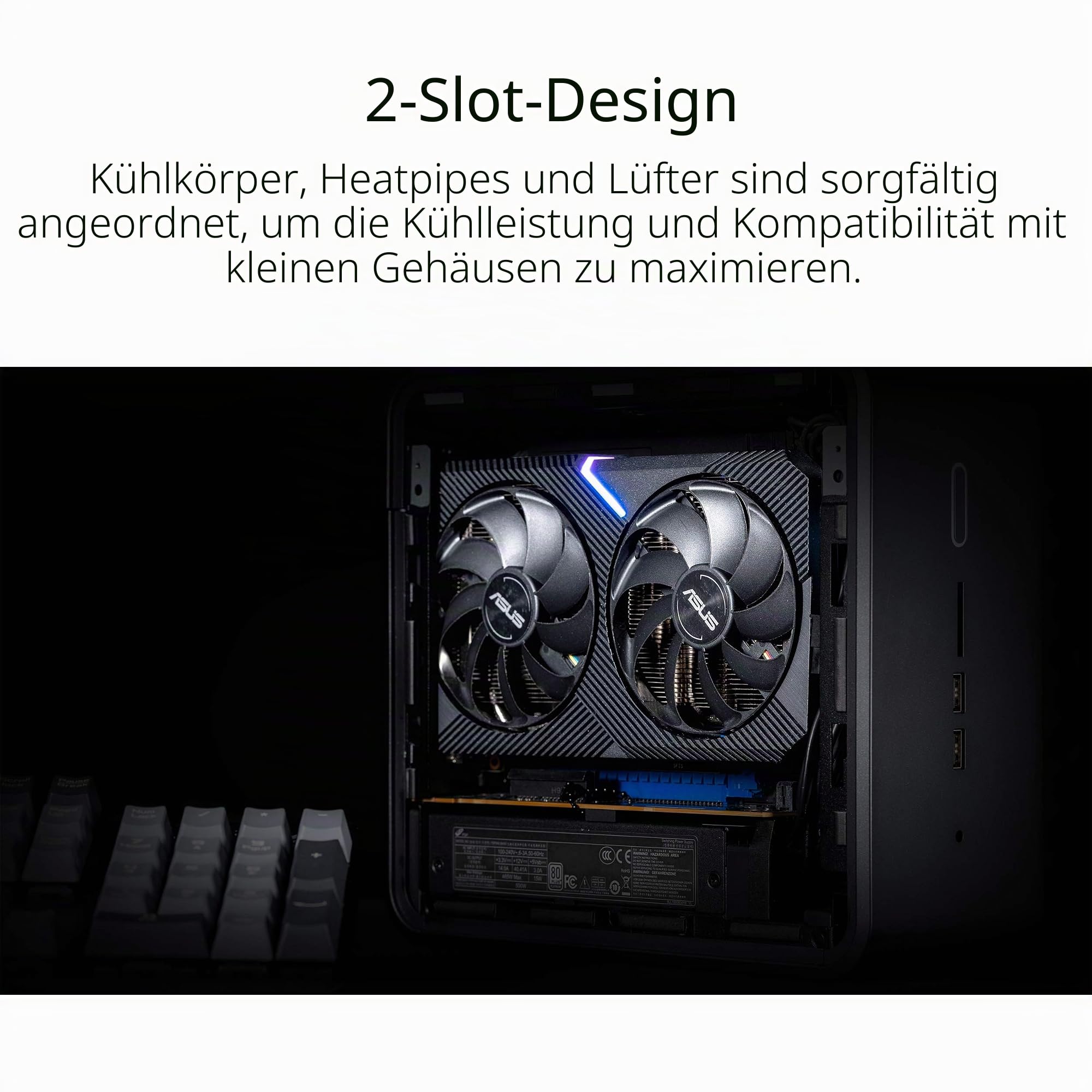 ASUS Dual GeForce RTX3060 TI Mini 8G V2 OC Edition Gaming Grafikkarte (Lite Hash Rate (LHR), Nvidia Ampere, PCIe 4.0, 8GB DDR6 Speicher, 2x HDMI 1.2, 3x DisplayPort 1.4a, DUAL-RTX3060TI-O8G-Mini-V2)