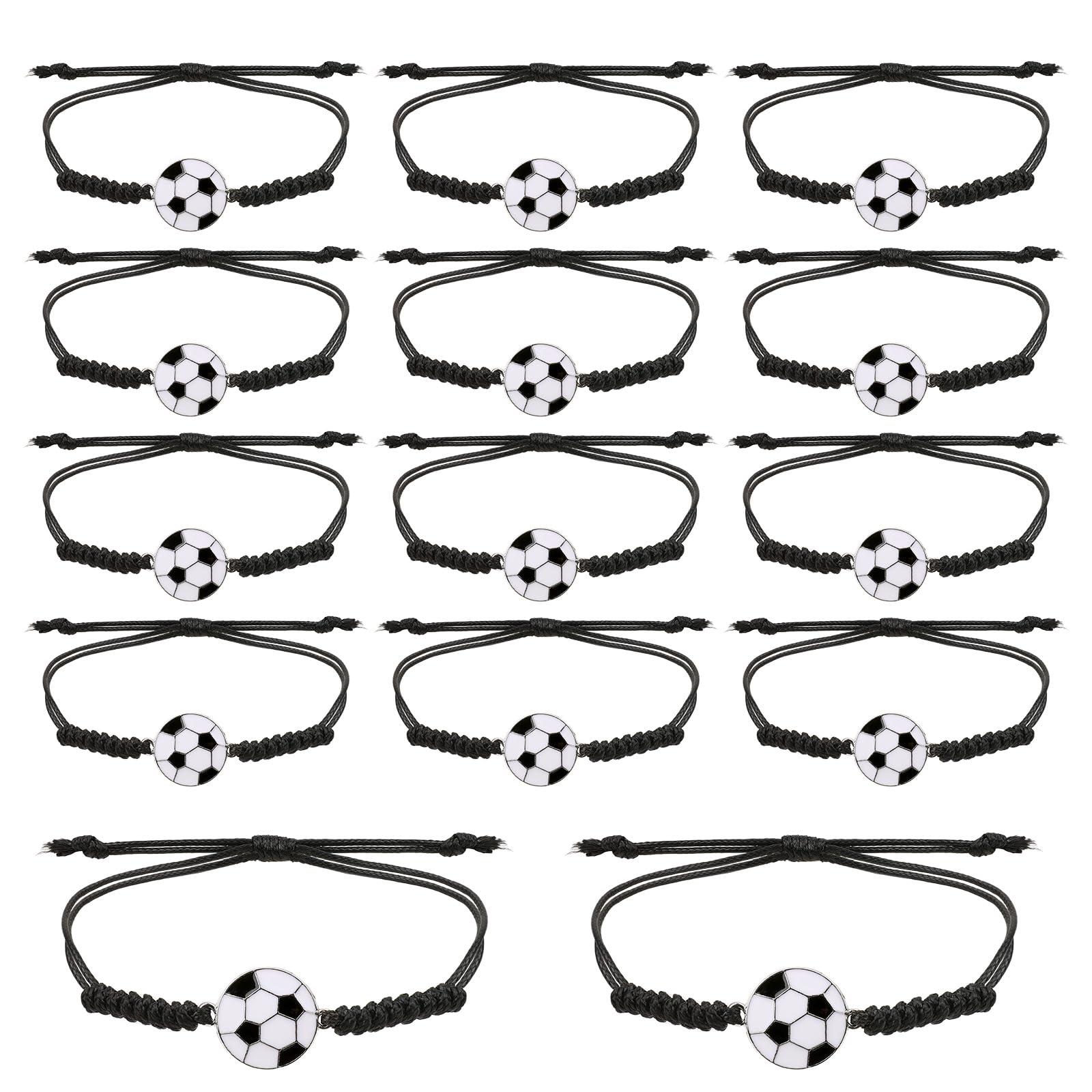 14 pulseras de la amistad para niños, pulsera de fútbol ajustable, pulsera deportiva tejida, pulsera de la amistad, de metal, para cumpleaños, fiestas, 16 bis 24 cm, Nailon Metal