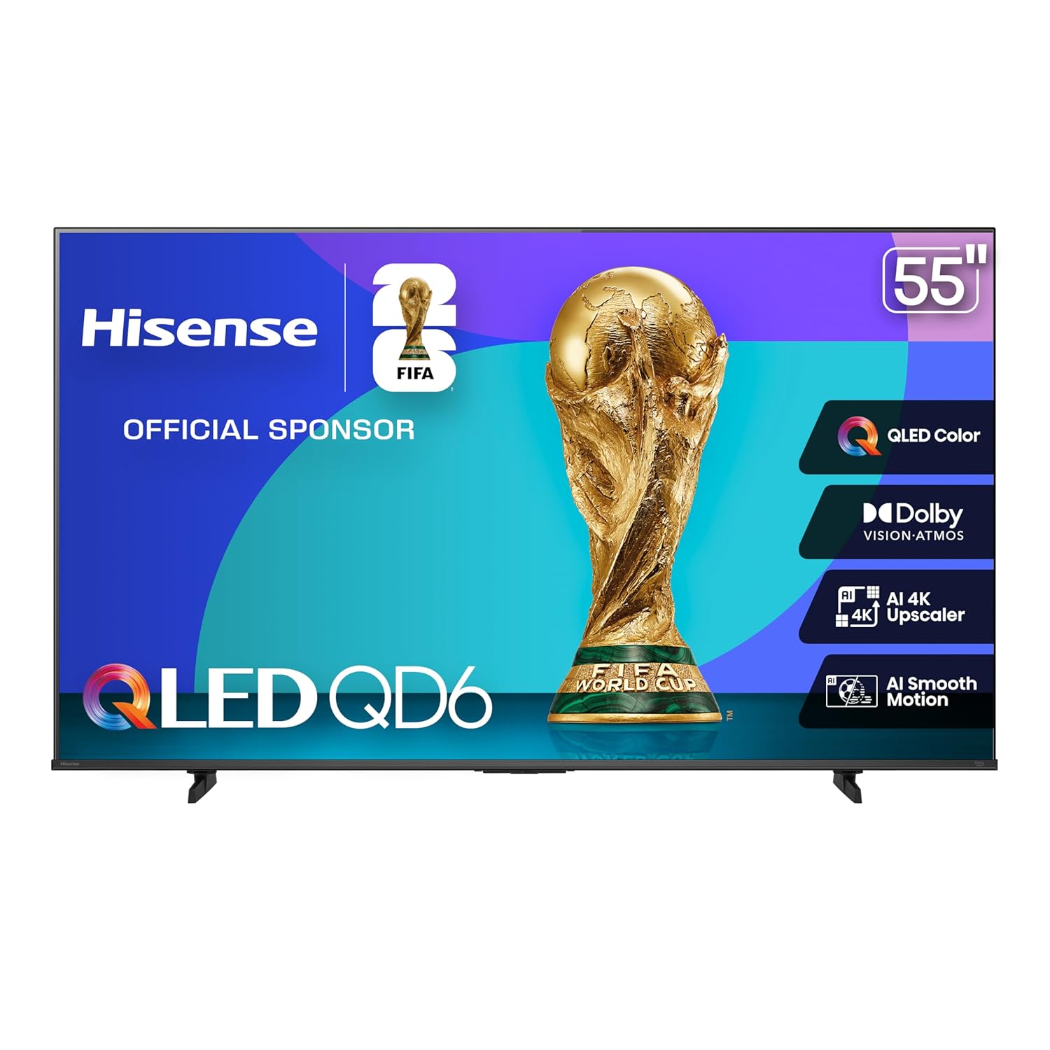 Hisense 55 Class QD6 Series 55QD6QF 2025 Model QLED 4K UHD Smart Fire TV Voice Remote with Alexa
