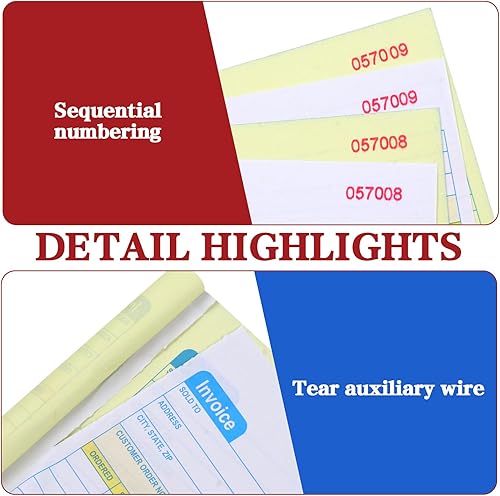 Miniatura 4 de Paquete de 2 cuadernos de facturas para pequeñas empresas de 2 partes, sin carbono, 5-18 x 7-2932 pulgadas para pequeñas empresas, libro de recibos