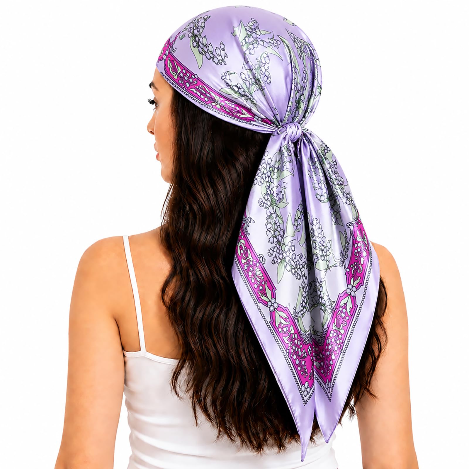 FAIRYGATE Damski kwadratowy szal satynowy chusta na głowę bandana szal do włosów szal dla kobiet 90 x 90 cm 76