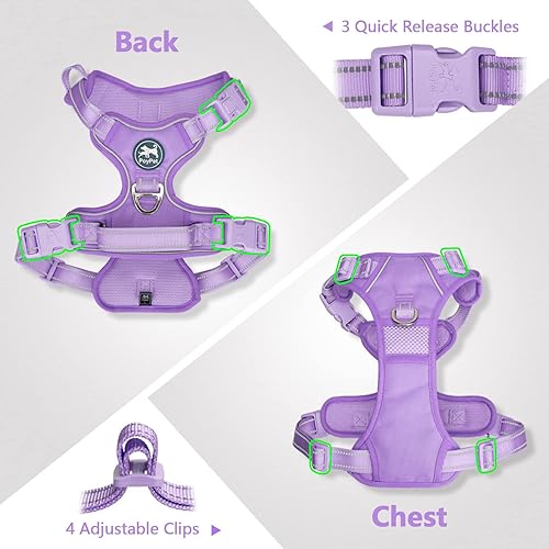 Miniatura 6 de PoyPet Arnés para perro sin tirones, chaleco reflectante sin estrangulamiento, arnés ajustable para mascotas con mango acolchado de fácil control