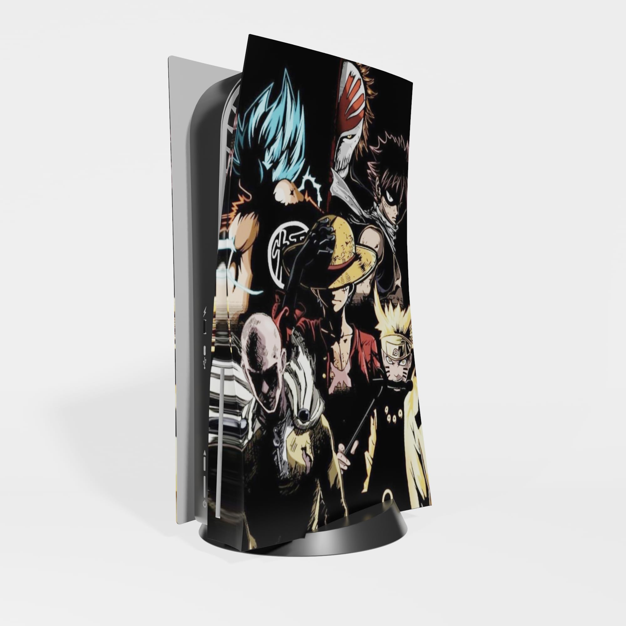 MaD Vision® Kit de Skins Extra-résistants pour PlayStation 5 (PS5) Slim Disc et Slim Digital | Ensemble de Stickers vinyles Mats pour Console et 2 manettes – pour Anime Design - 4