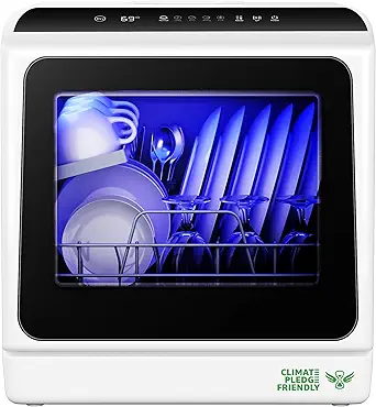 EUHOMY Countertop Dishwasher Portable with 6 Programs, 5L Built-in Water Tank for Apartments & RV, 167โ High-Temp, No Hookup Needed, Mini Dishwasher with Baby Care, Air Dry/Quick/ECO/Fruit/Normal Mode