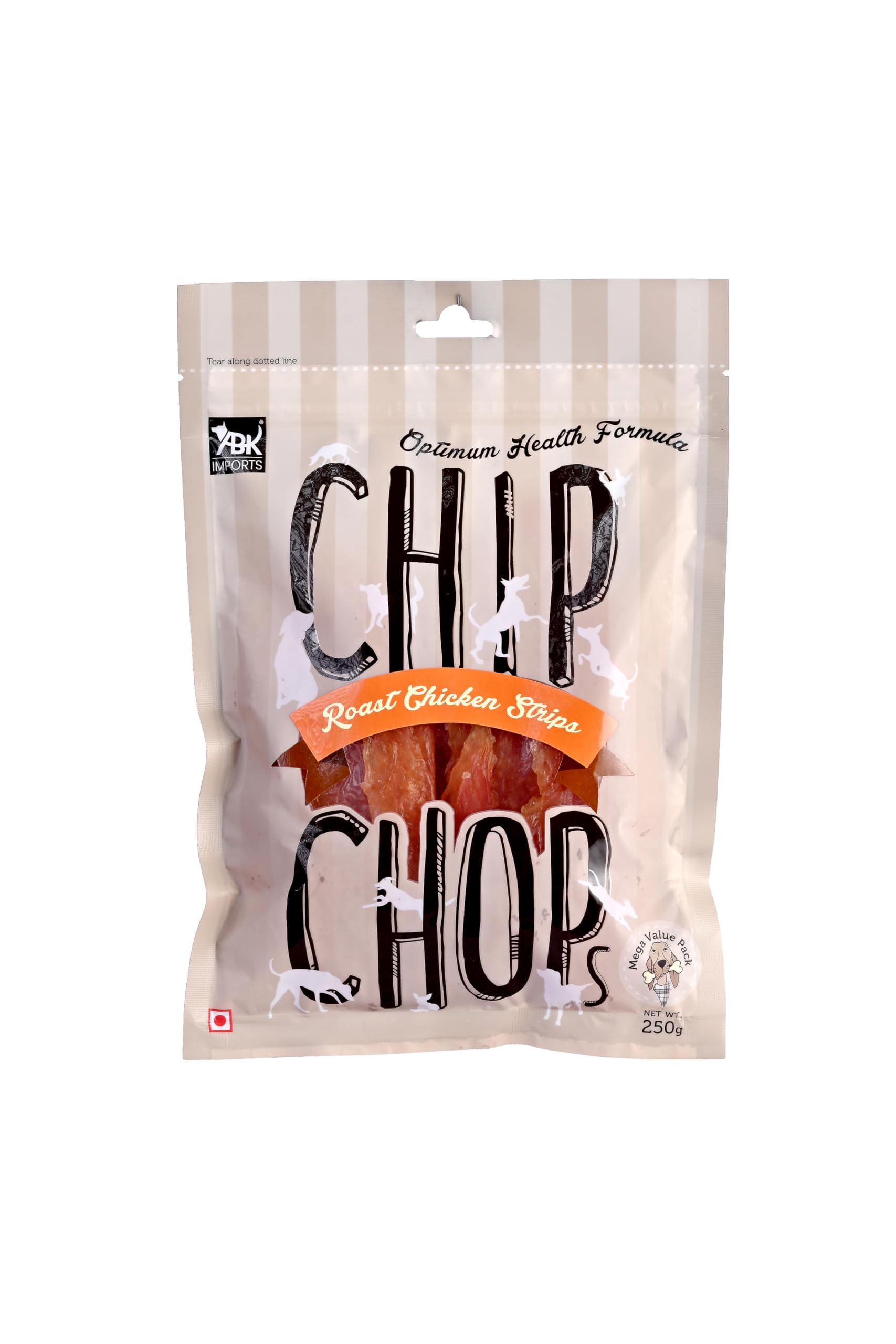 Chip Chops Roast Chicken Strips Dog Treat,are an Excellent Source of Protein and Low in Fat, Providing a Healthy Snack Option for Your Dog- 250g