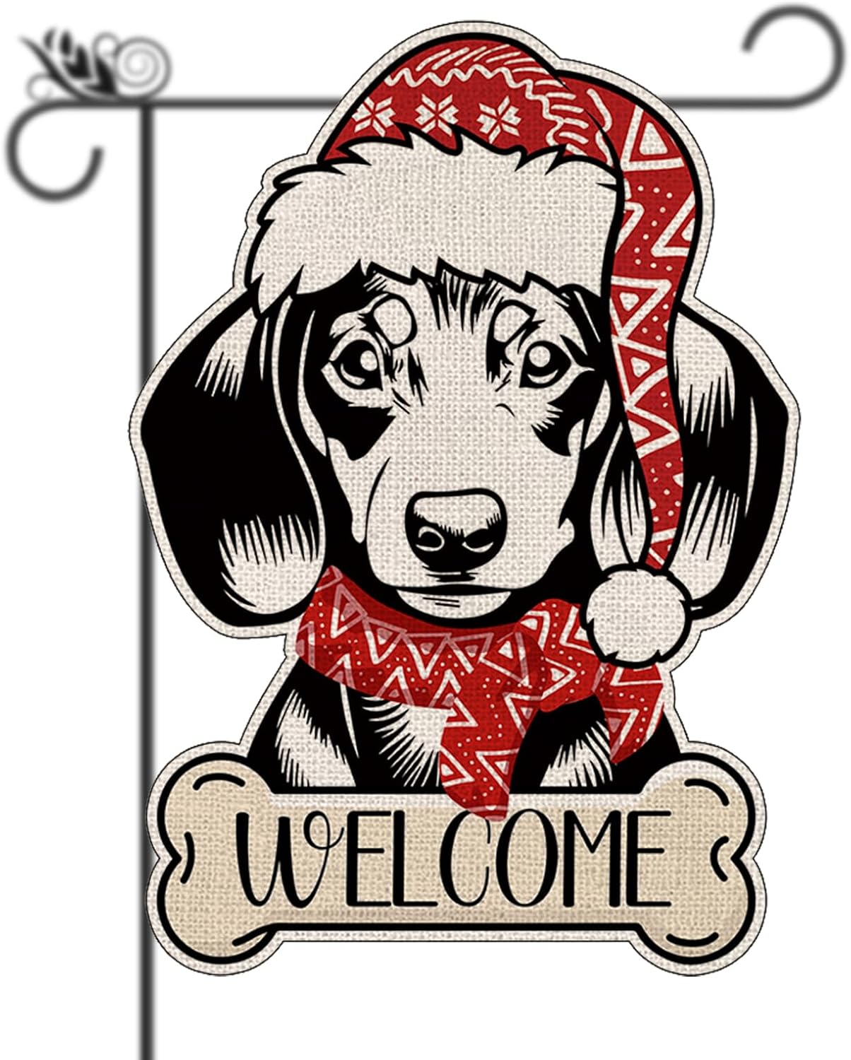Christmas Dog Garden Flag Dachshund Welcome Garden Flags Double-Sided Flag for Seasonal Christmas Winter Farmhouse Yard Lawn Decoration Gifts 12x18 inches