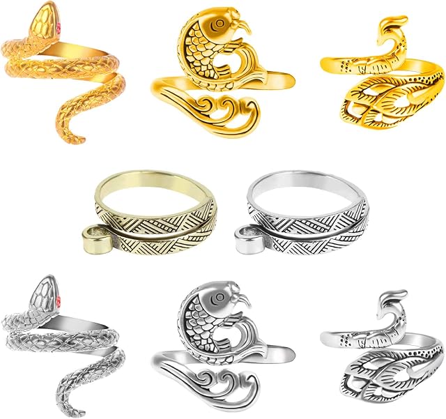 8 Pcs Adjustable Knitting Crochet Loop Ring Braided Knitting Ring Yarn Guide Finger Holder Knitting Thimble Ring Adjustable Colored Open Ring for Knitting Handmade Crafts, 8 Styles (2cm/ 0.79 Inch)