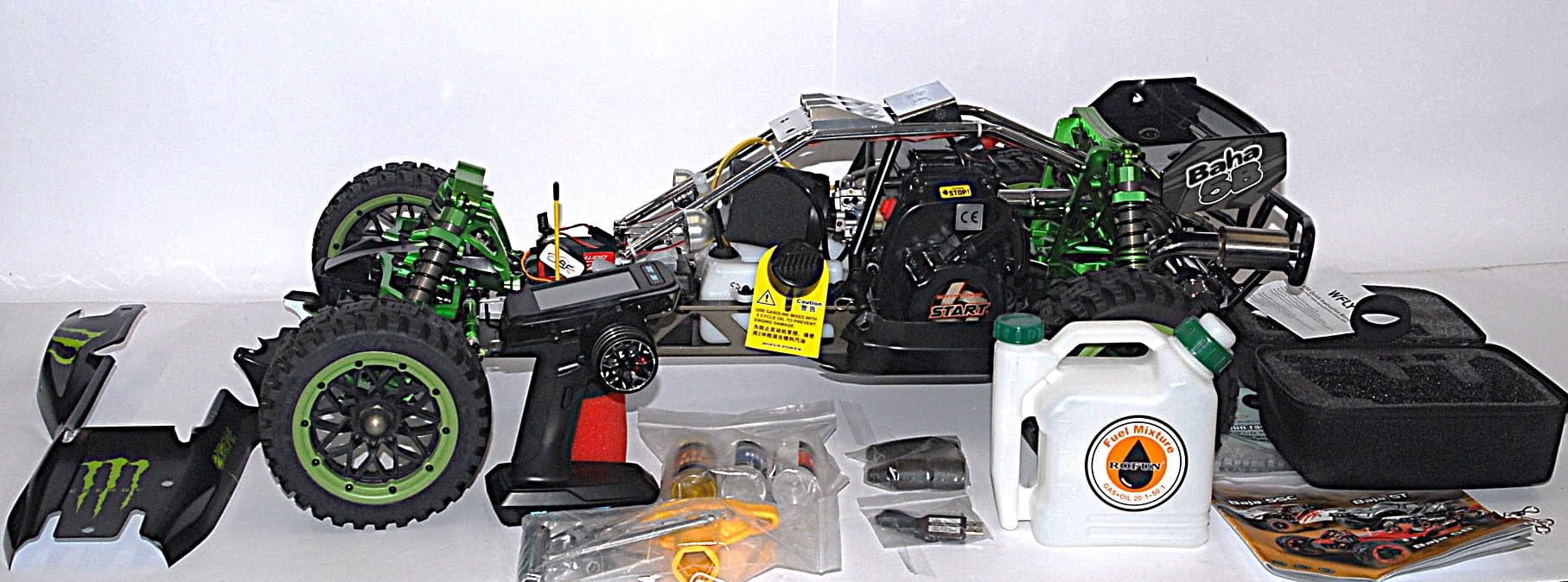 Auto RC 1/5 Baha Baja 45cc 2WD Off Road – Auto RC a Benzina Versione Speciale AS Hobby con Cerchioni Scomponibili e Gomme Incollate – 2.4 GHz