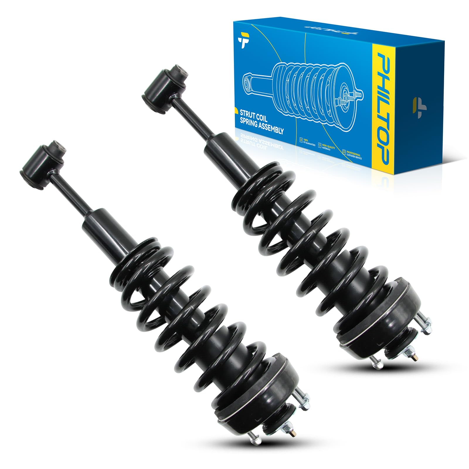 PHILTOP Front Struts for Explorer Mountaineer 2004 2005, Shock Absorber Complete Suspension 171398 * 2, Struts with Coil Spring Assemblies SAA837 2 Pcs