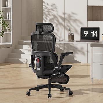 SIHOO B300 PRO Heavy Duty Ergonomic Office Chair, Mesh Computer Chair with 6D Armrests, 1136KG Static Pressure Tested Steel Base, 135 Reclining, Breathable Desk Chair for Home Office, White.