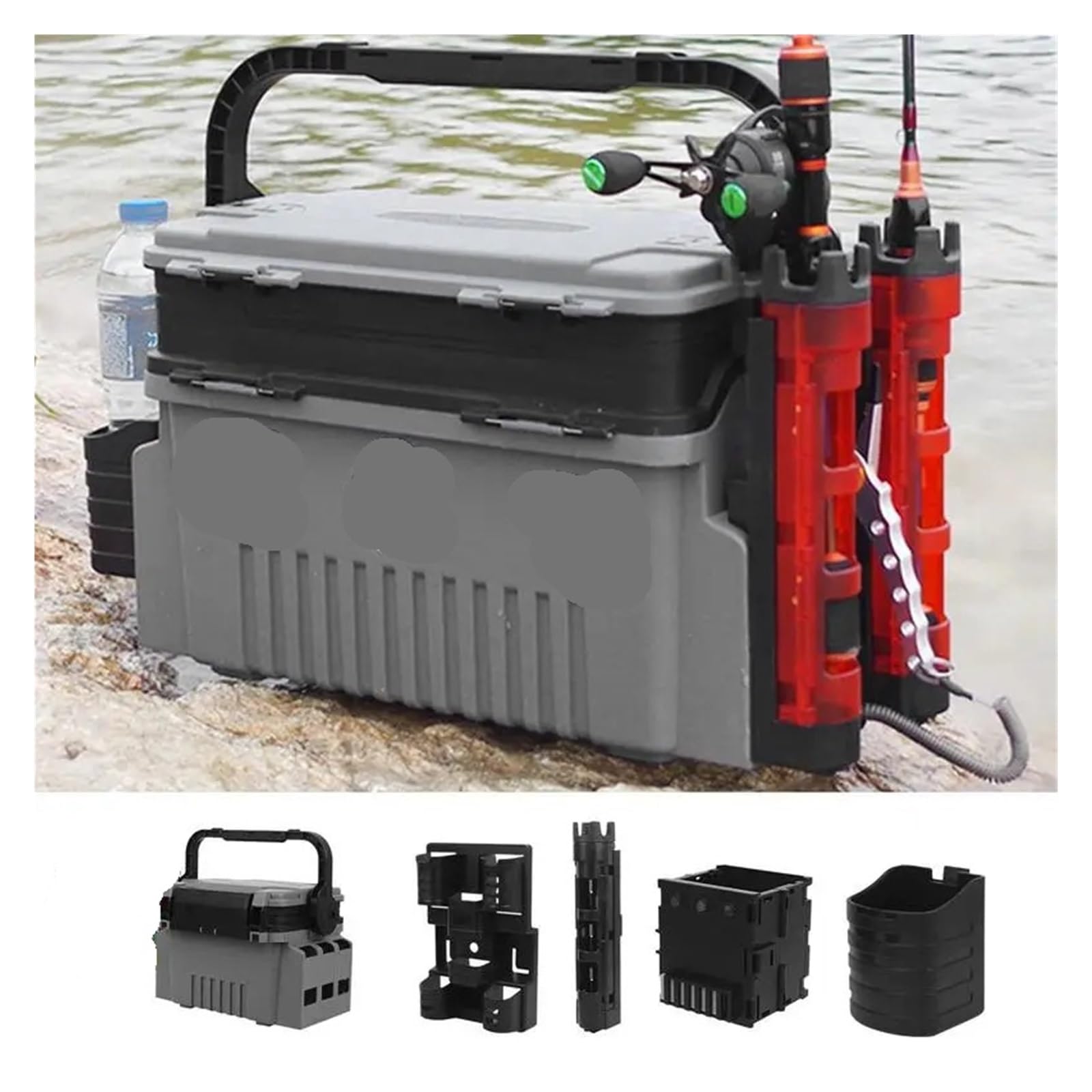 Scatola for Attrezzi da Pesca, Valigia Porta Attrezzi da Pesca, Scatola da Pesca A Doppio Strato, Porta Canna da Pesca, Porta Bicchiere, Accessori da Pesca per ami, Esche