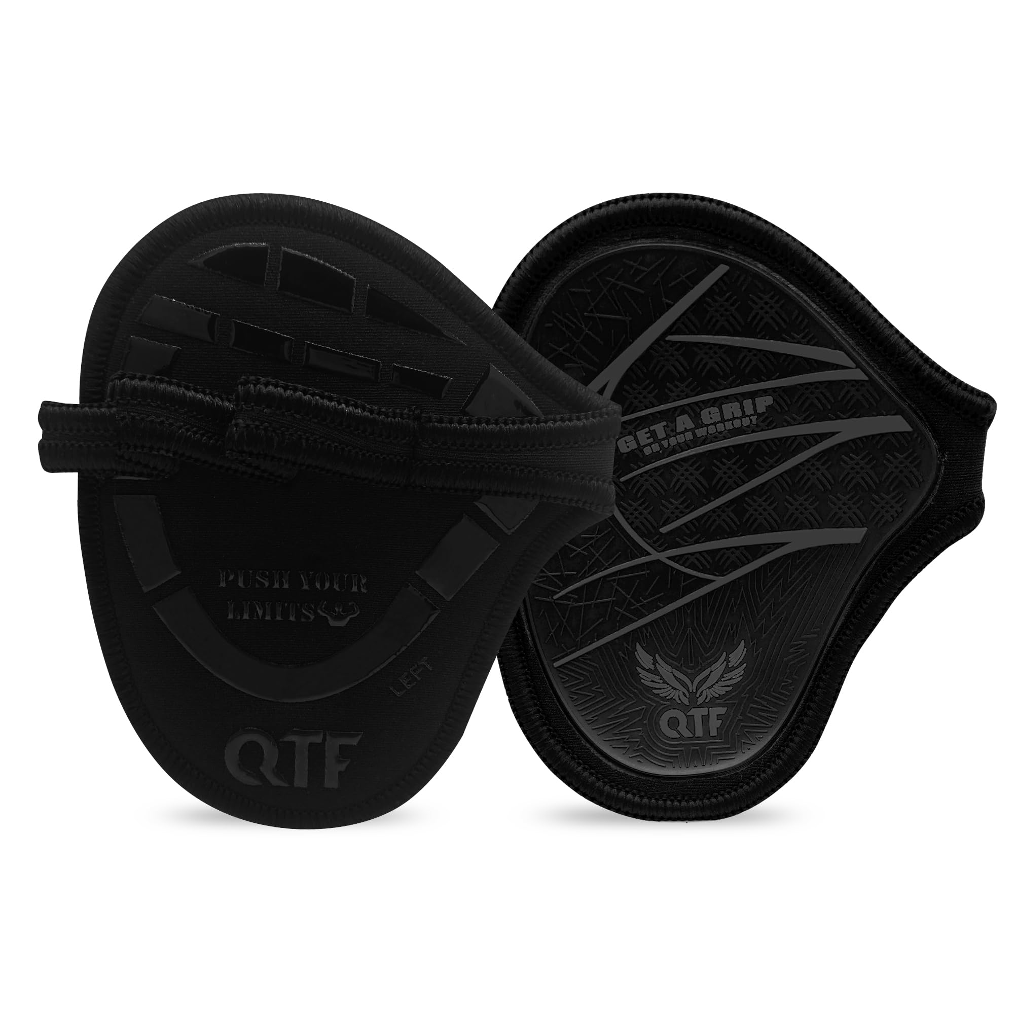 QTF Empuñaduras de levantamiento para levantamiento de pesas, guantes de goma para gimnasio, protectores de palma de mano, almohadillas de repuesto de guantes de entrenamiento para hombres y mujeres